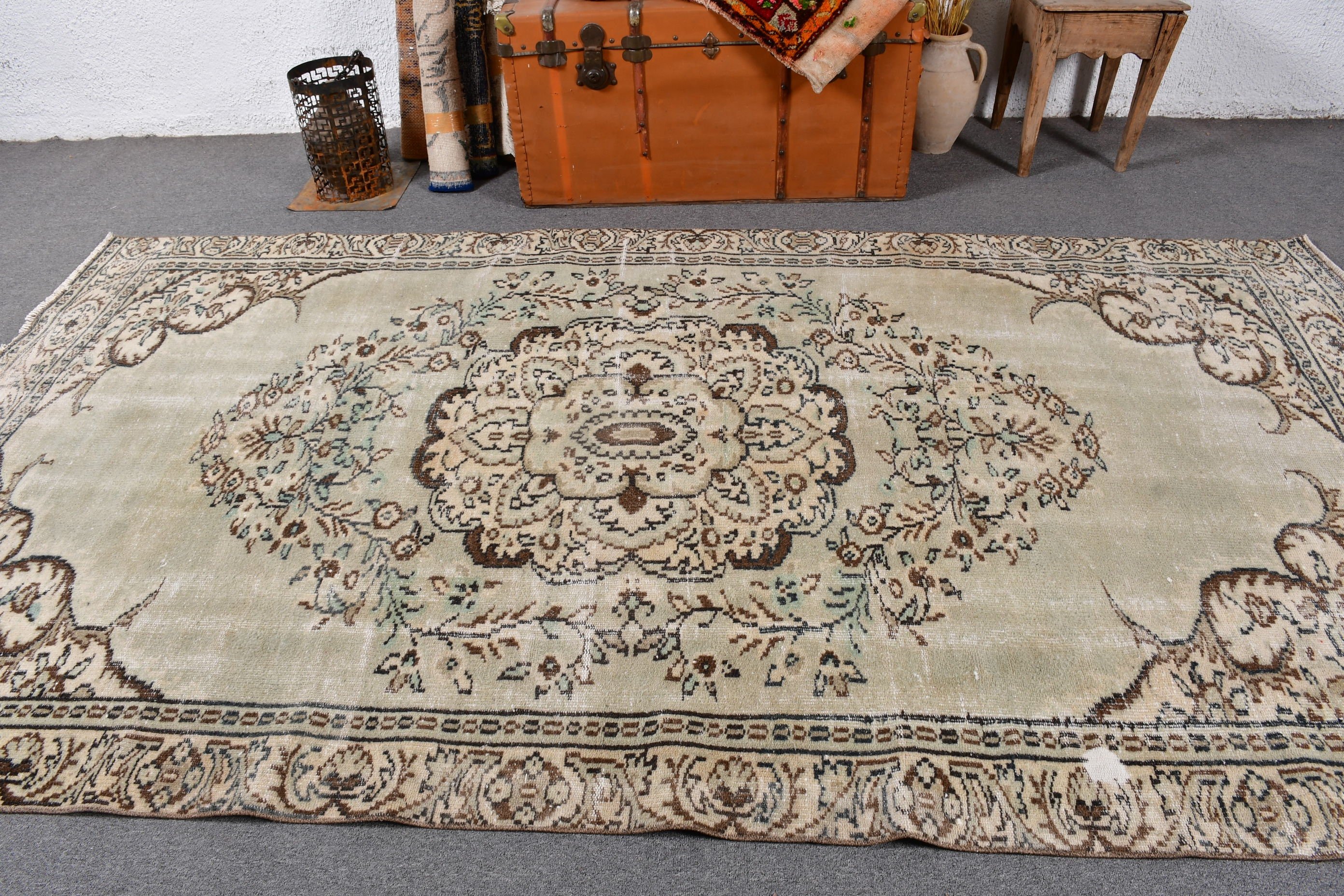 Beige Cool Rugs, Living Room Rugs, Oushak Rug, Office Rug, Vintage Rugs, Turkish Rugs, Dining Room Rug, Cool Rugs, 5.3x9.8 ft Large Rug