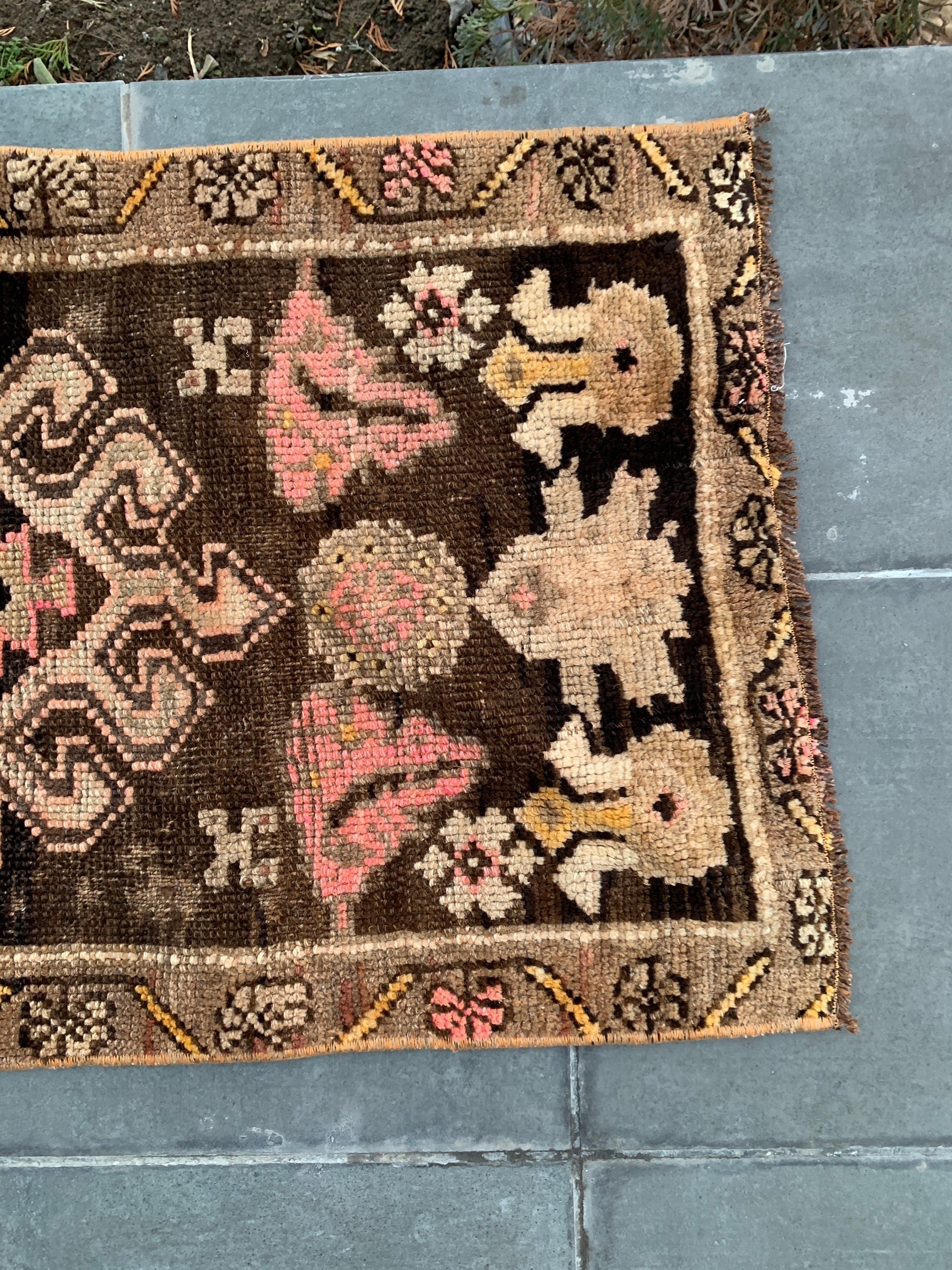 Old Rug, Kitchen Rugs, Vintage Rug, Turkish Rug, Wall Hanging Rug, Oriental Rug, Beige  1.7x2.9 ft Small Rugs, Home Decor Rugs