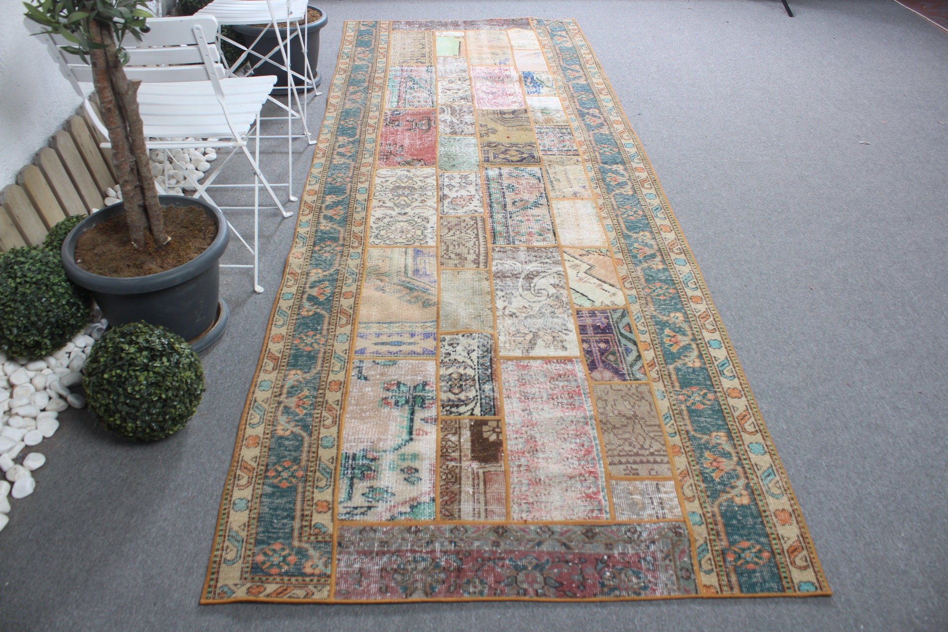 Boho Rug, Moroccan Rugs, Rugs for Runner, 4.1x11.6 ft Runner Rug, Turkish Rug, Floor Rug, Rainbow Antique Rug, Corridor Rug, Vintage Rug