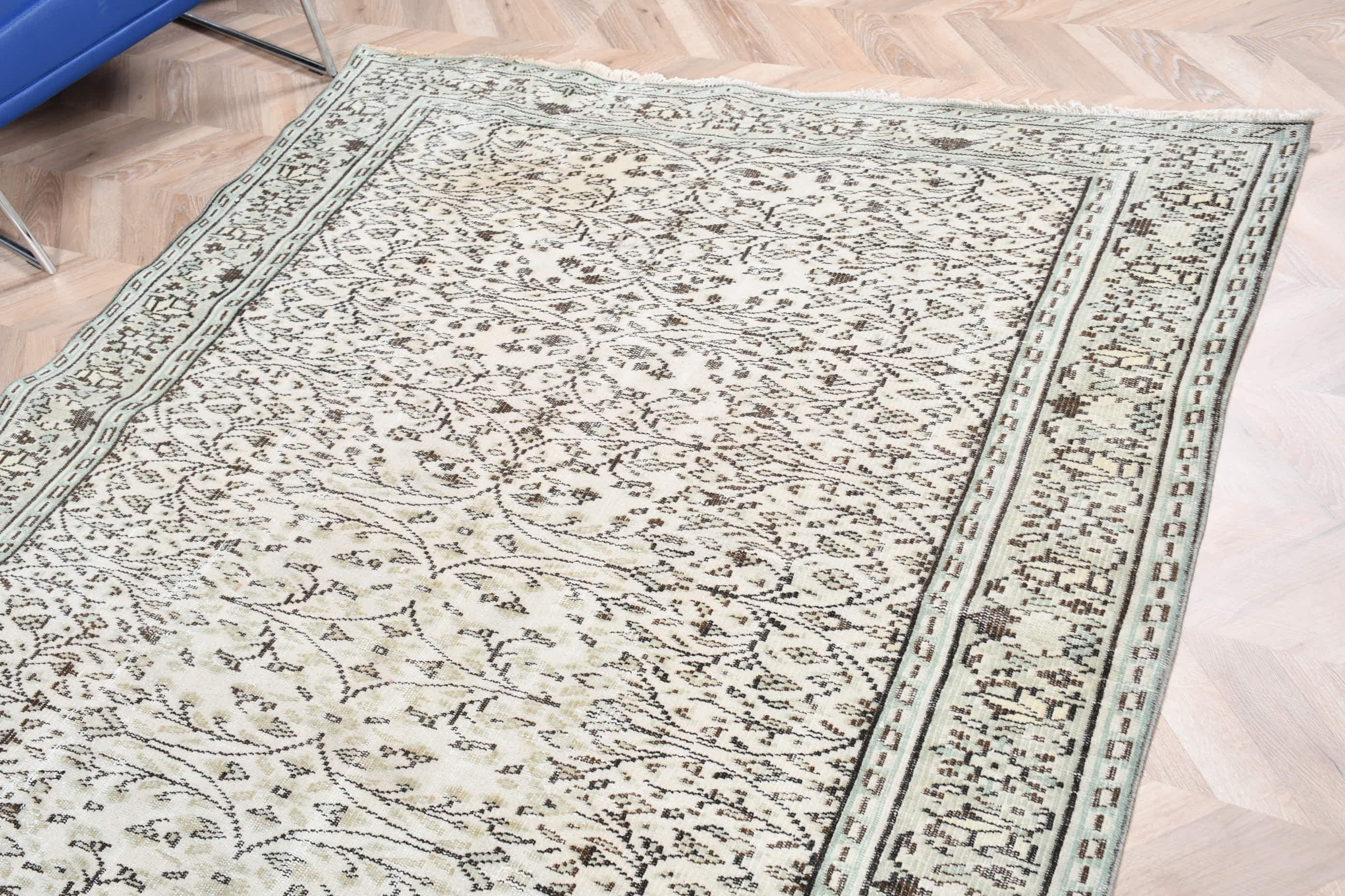 Yeşil 5.6x8.6 ft Büyük Halılar, Yatak Odası Halısı, Salon Halısı, Yün Halıları, Türk Halısı, Vintage Halılar, Yatak Odası Halıları, Tasarımcı Halısı