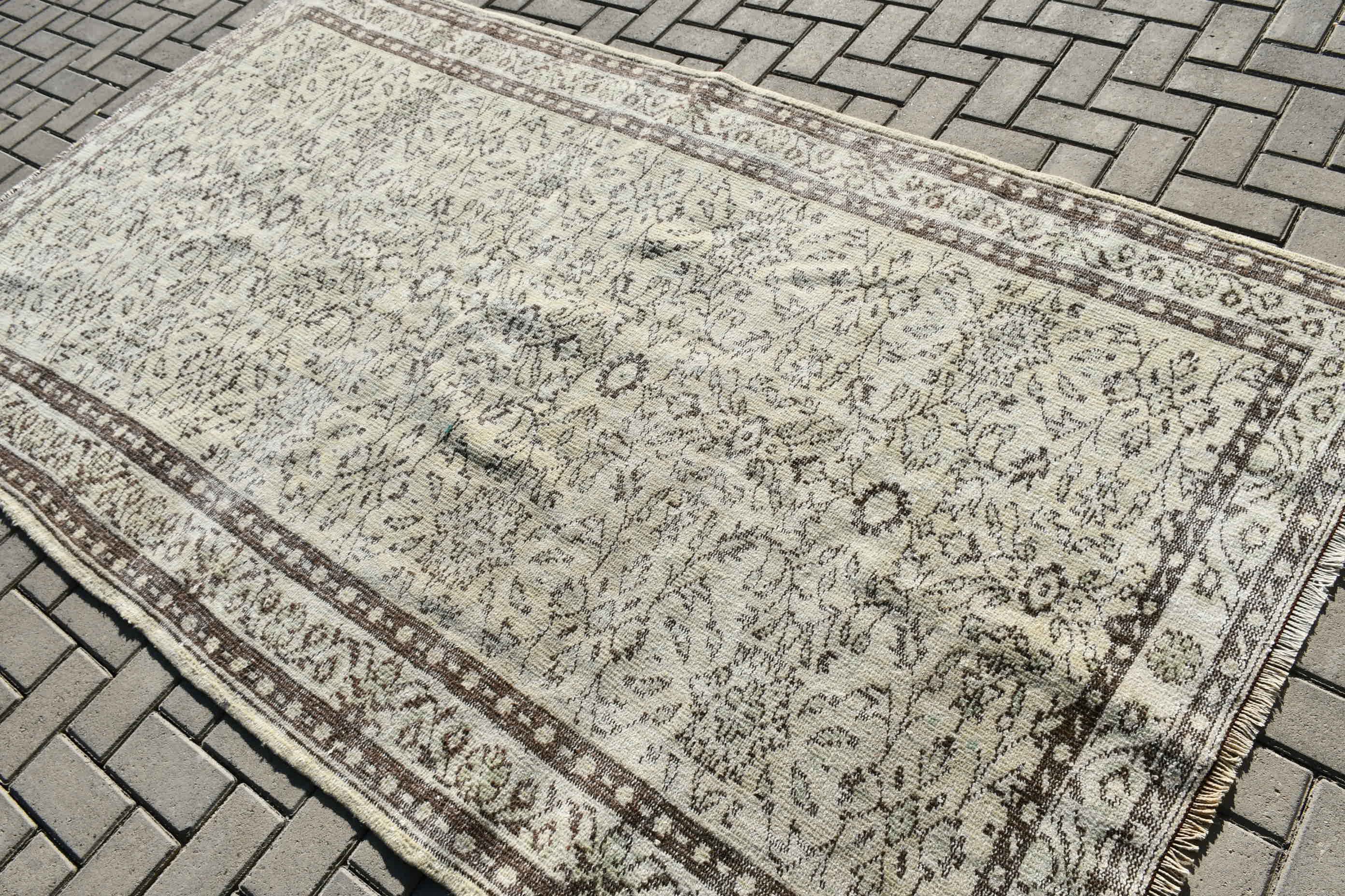 Turkish Rug, Cool Rug, Dining Room Rug, Art Rug, Vintage Rugs, Salon Rug, Floor Rug, Beige Moroccan Rug, 5x8.8 ft Large Rug, Rugs for Salon