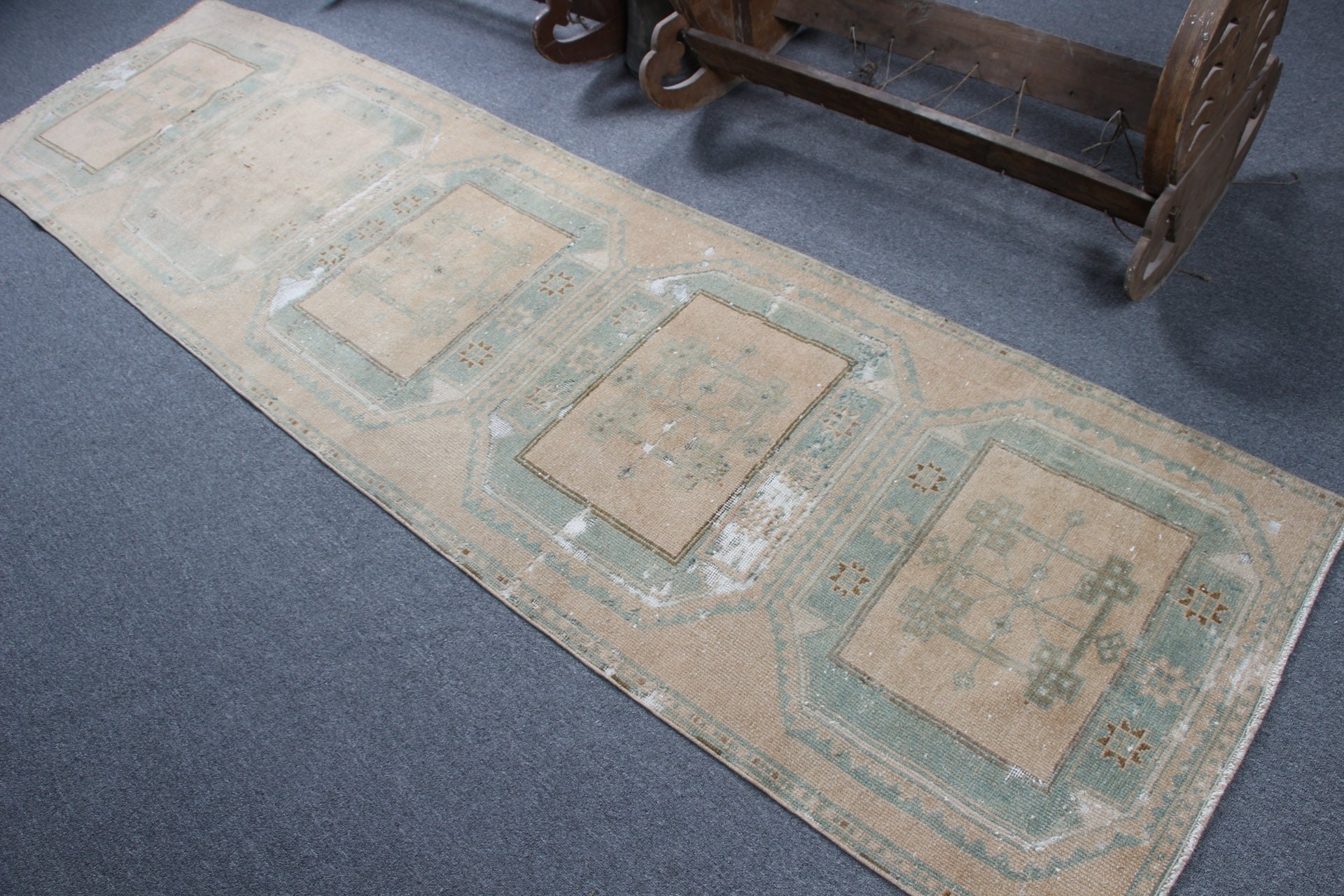 Vintage Halı, Türk Halıları, Merdiven Halısı, 2.7x9.7 ft Runner Halısı, Ev Dekorasyonu Halıları, Aztek Halısı, Koridor Halıları, Yatak Odası Halısı, Kahverengi Yatak Odası Halısı