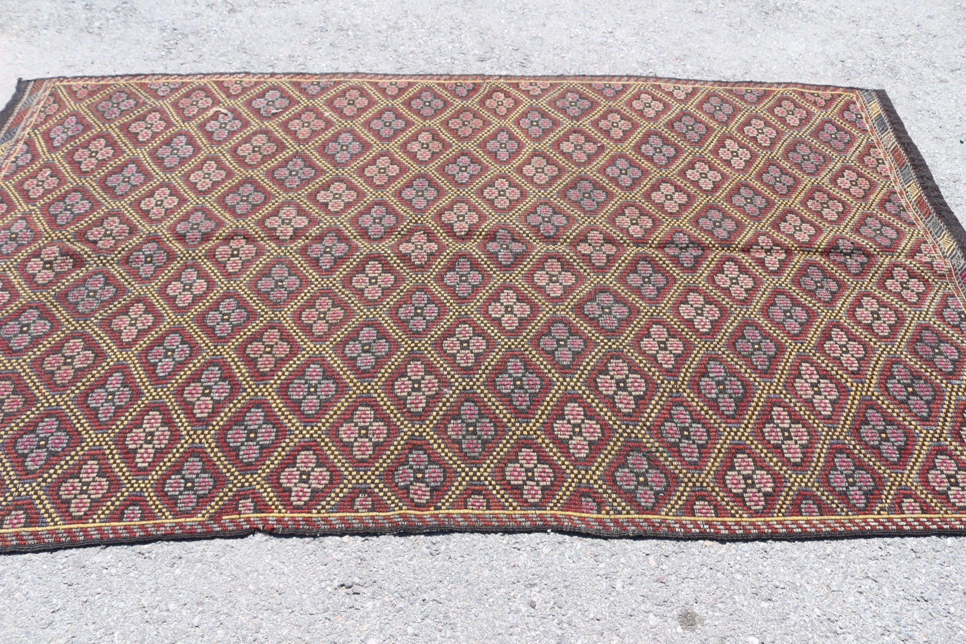 Oushak Halı, Kahverengi Oryantal Halılar, Yatak Odası Halıları, Vintage Halı, Yemek Odası Halısı, Türk Halısı, 5.1x8.6 ft Büyük Halı, Kilim