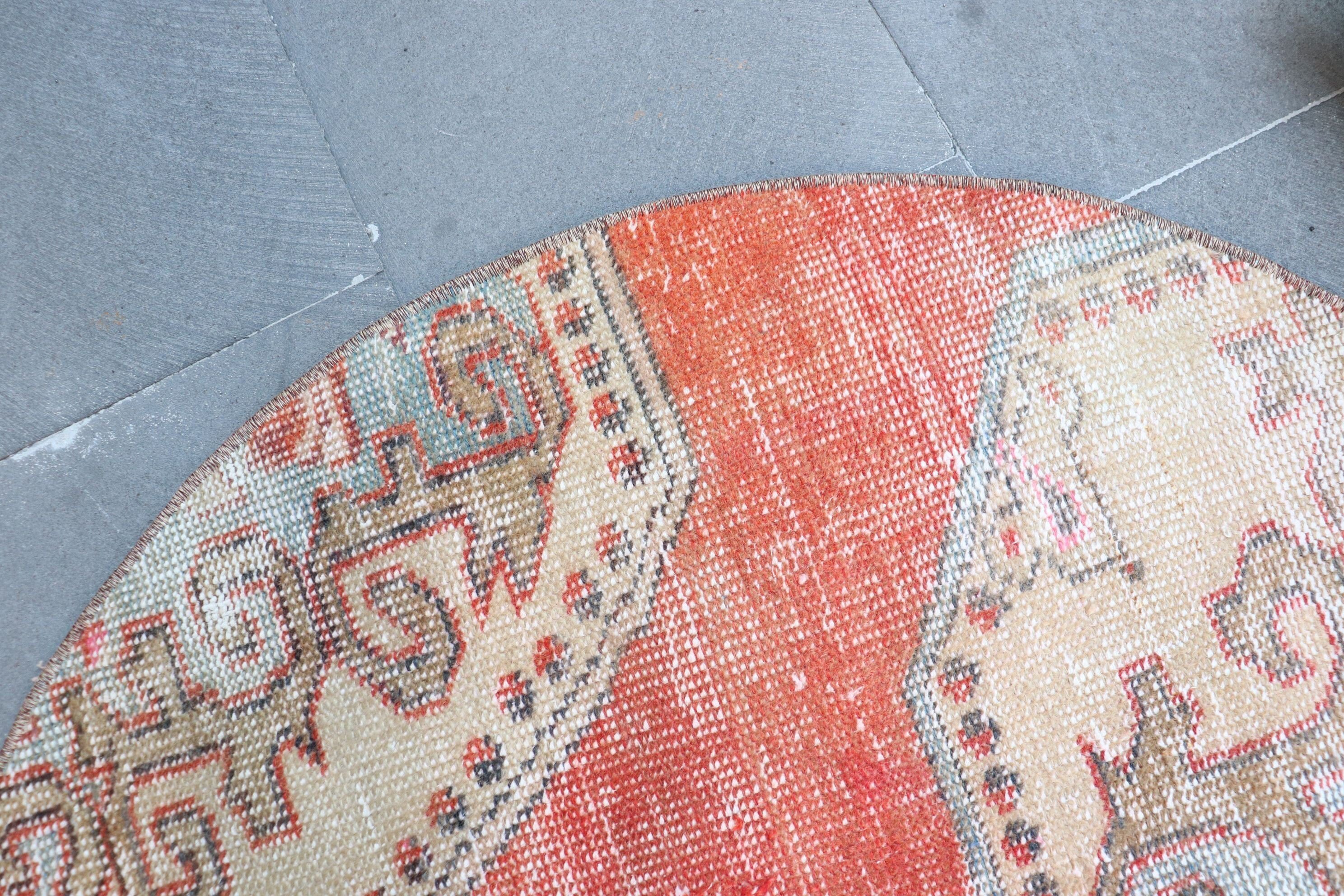 Red Cool Rug, Rugs for Entry, 3.1x3.1 ft Small Rugs, Nursery Rugs, Home Decor Rug, Oushak Rugs, Turkish Rug, Vintage Rugs, Kitchen Rug