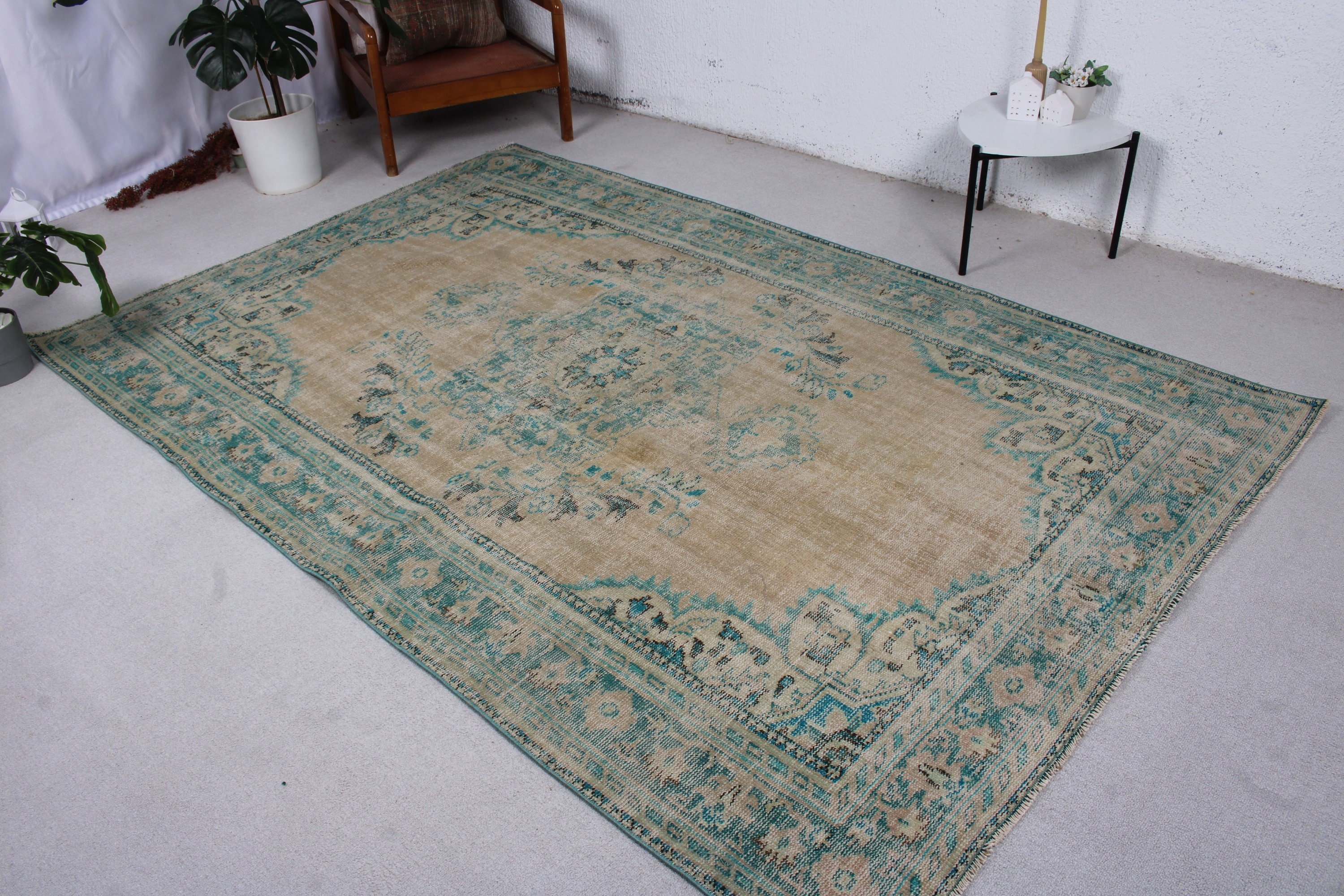 5.8x8.6 ft Büyük Halılar, Bej El Dokuma Halı, Vintage Halı, Türk Halıları, Yemek Odası Halısı, Yün Halılar, Ev Dekor Halıları, Türkiye Halısı, Yatak Odası Halısı