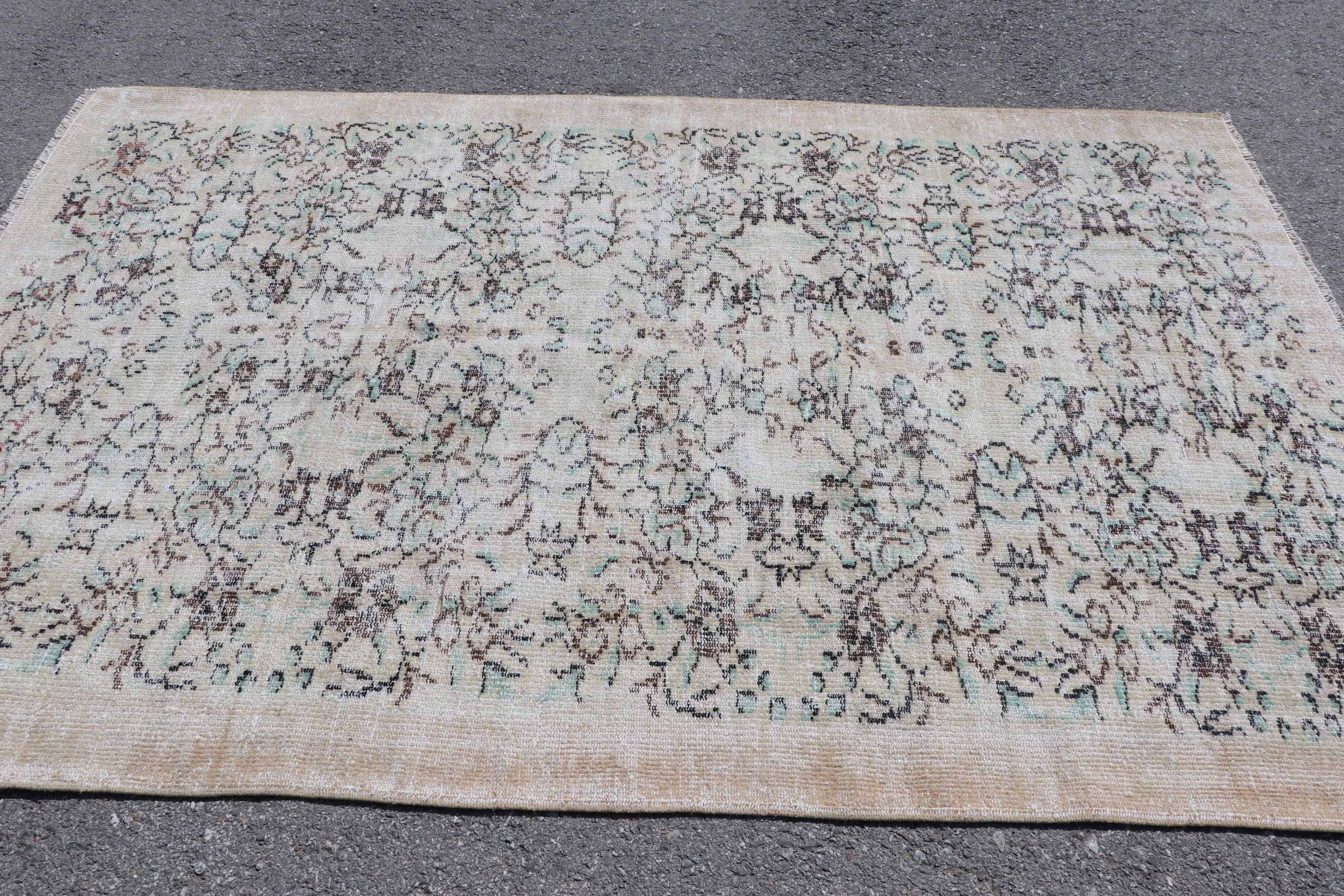 Dining Room Rug, Salon Rug, Turkish Rug, Vintage Rug, Bedroom Rugs, Turkey Rug, Green  5.4x8.2 ft Large Rugs