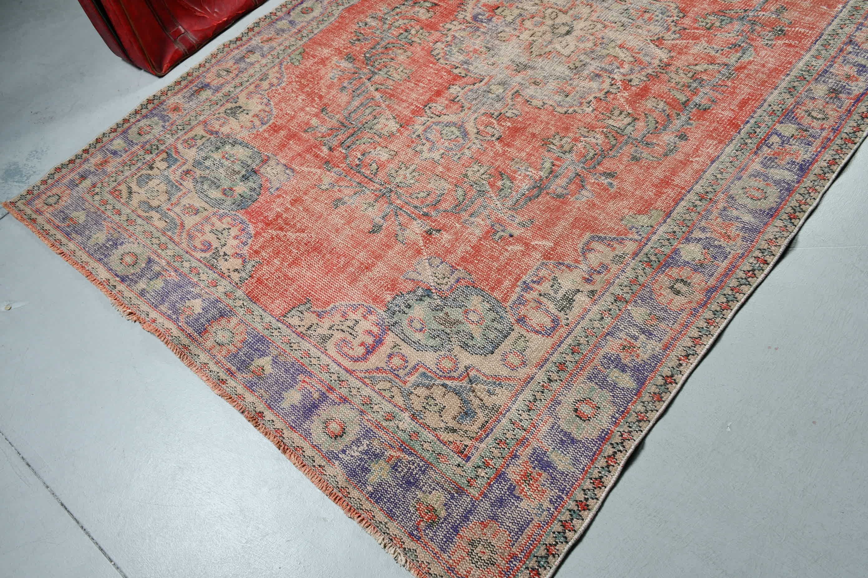 Living Room Rug, Vintage Rugs, Cool Rug, Salon Rugs, Red  5.9x9.6 ft Large Rugs, Rugs for Salon, Turkish Rug