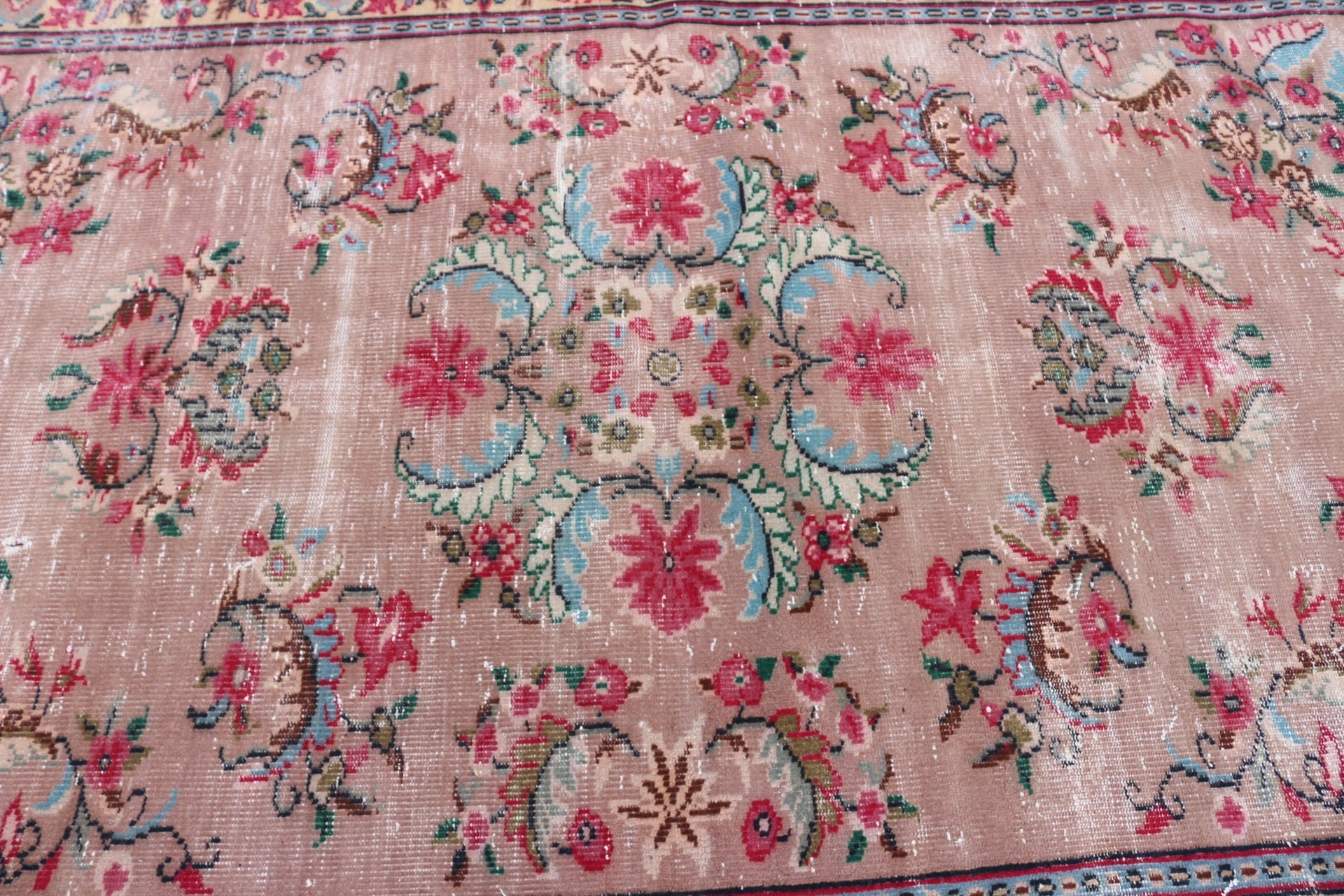 6.4x9.9 ft Büyük Halı, Vintage Halı, Yatak Odası Halıları, Oushak Halıları, Kahverengi Fas Halıları, Salon Halıları, Antika Halı, Sanat Halısı, Türk Halısı, Yer Halısı