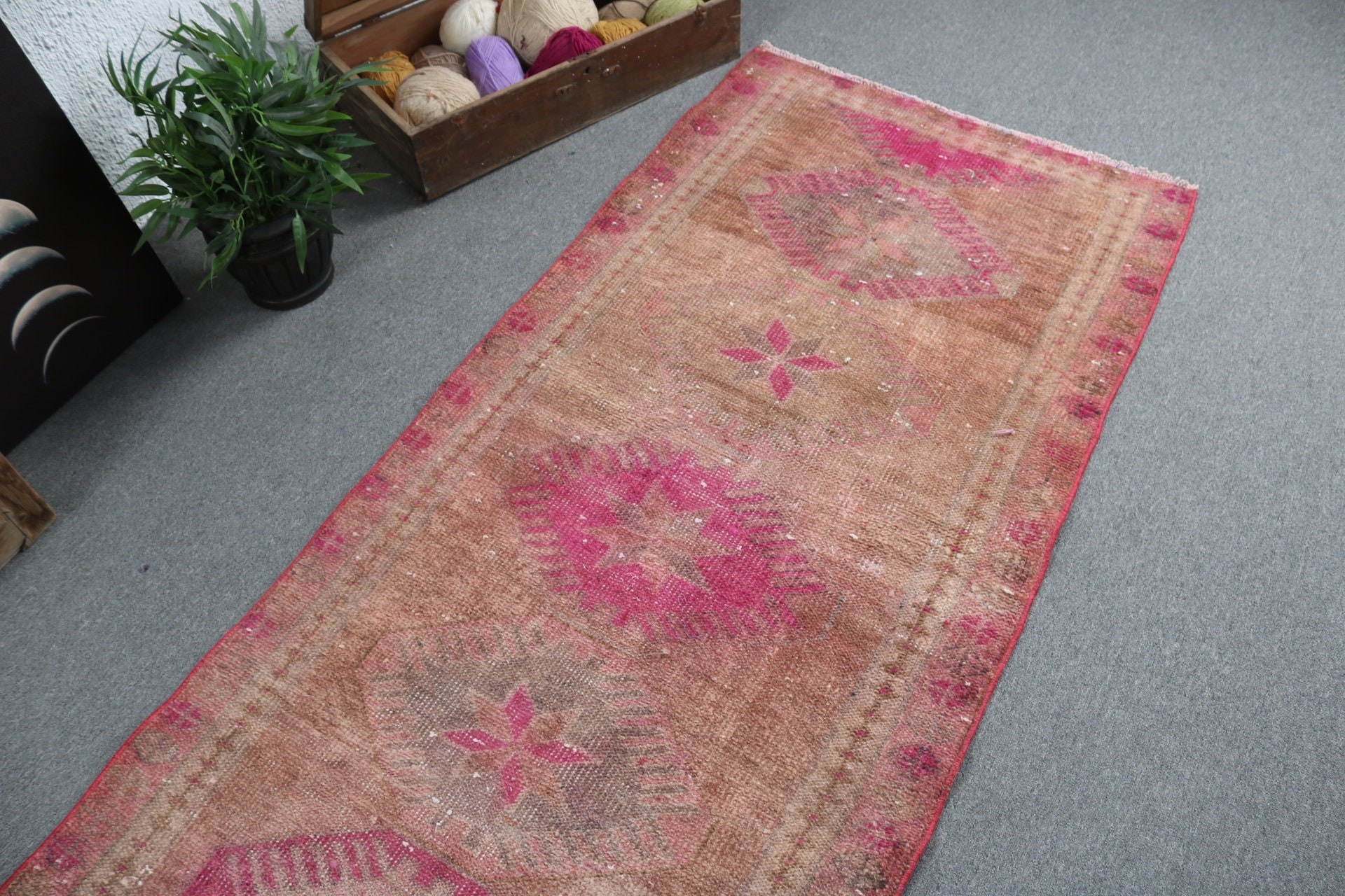 Yatak Odası Halısı, Vintage Halılar, Kahverengi Ev Dekorasyonu Halıları, 3.1x11 ft Yolluk Halısı, Nötr Halı, Merdiven Halıları, Türk Halıları, Vintage Yolluk Halıları