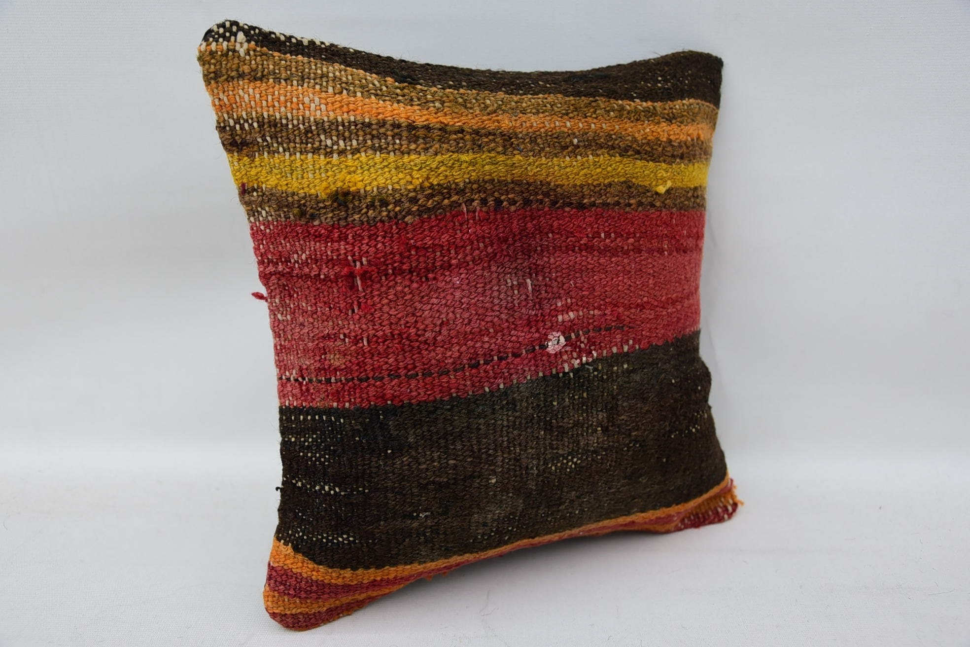 Hediye Yastık, 12"x12" Kırmızı Yastık Kılıfı, Yün Kilim Yastık Minder Kılıfı, Boho Yastık Sham Kılıfı, Boho Yastık, Meditasyon Yastık Sham