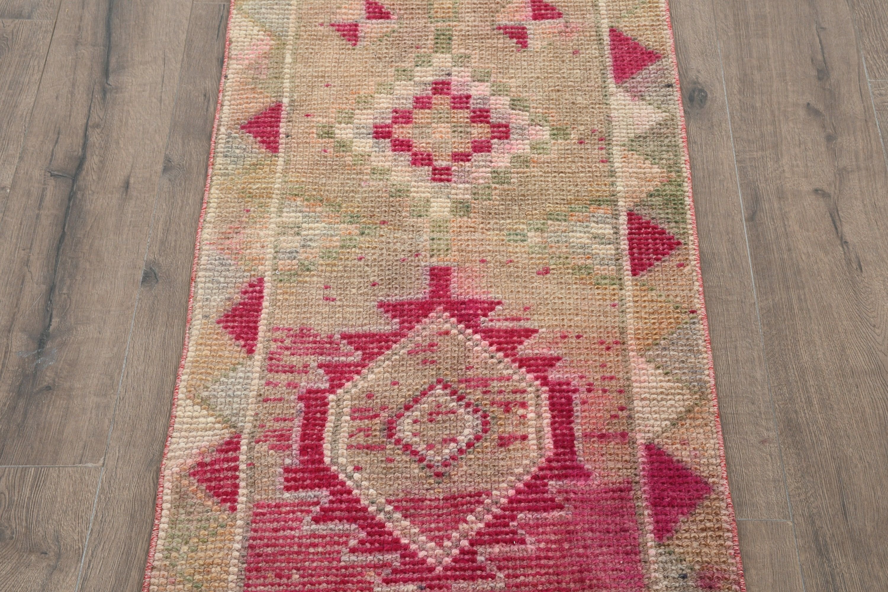 Vintage Rugs, Corridor Rugs, Floor Rug, 2.1x13.1 ft Runner Rugs, Turkish Rug, Moroccan Rug, Pale Rug, Rugs for Kitchen, Pink Kitchen Rug