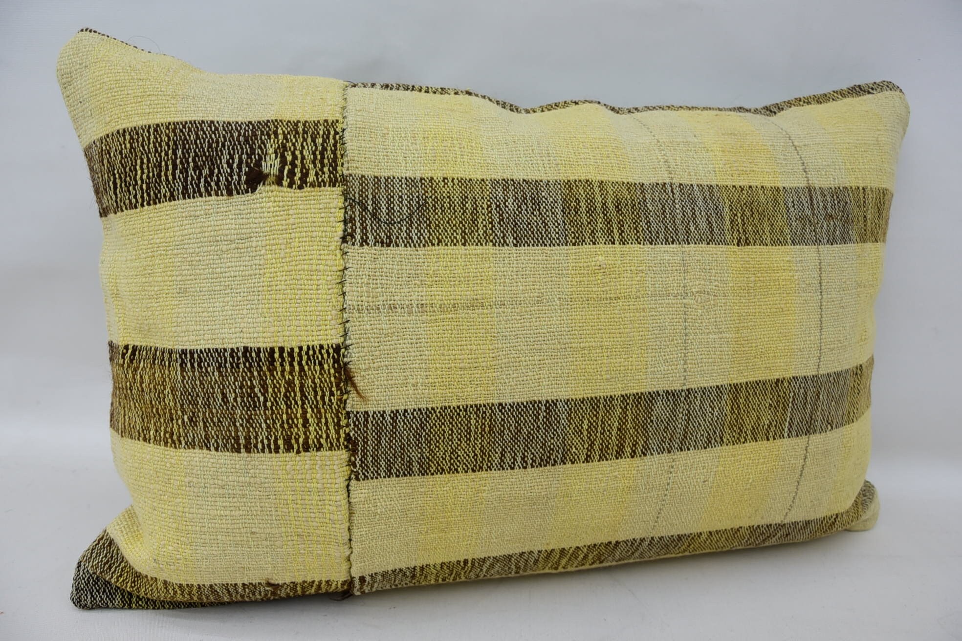 16"x24" Beige Pillow Sham, Decorative Bolster Cushion Cover, Handmade Kilim Cushion, Pillow for Couch, Throw Kilim Pillow