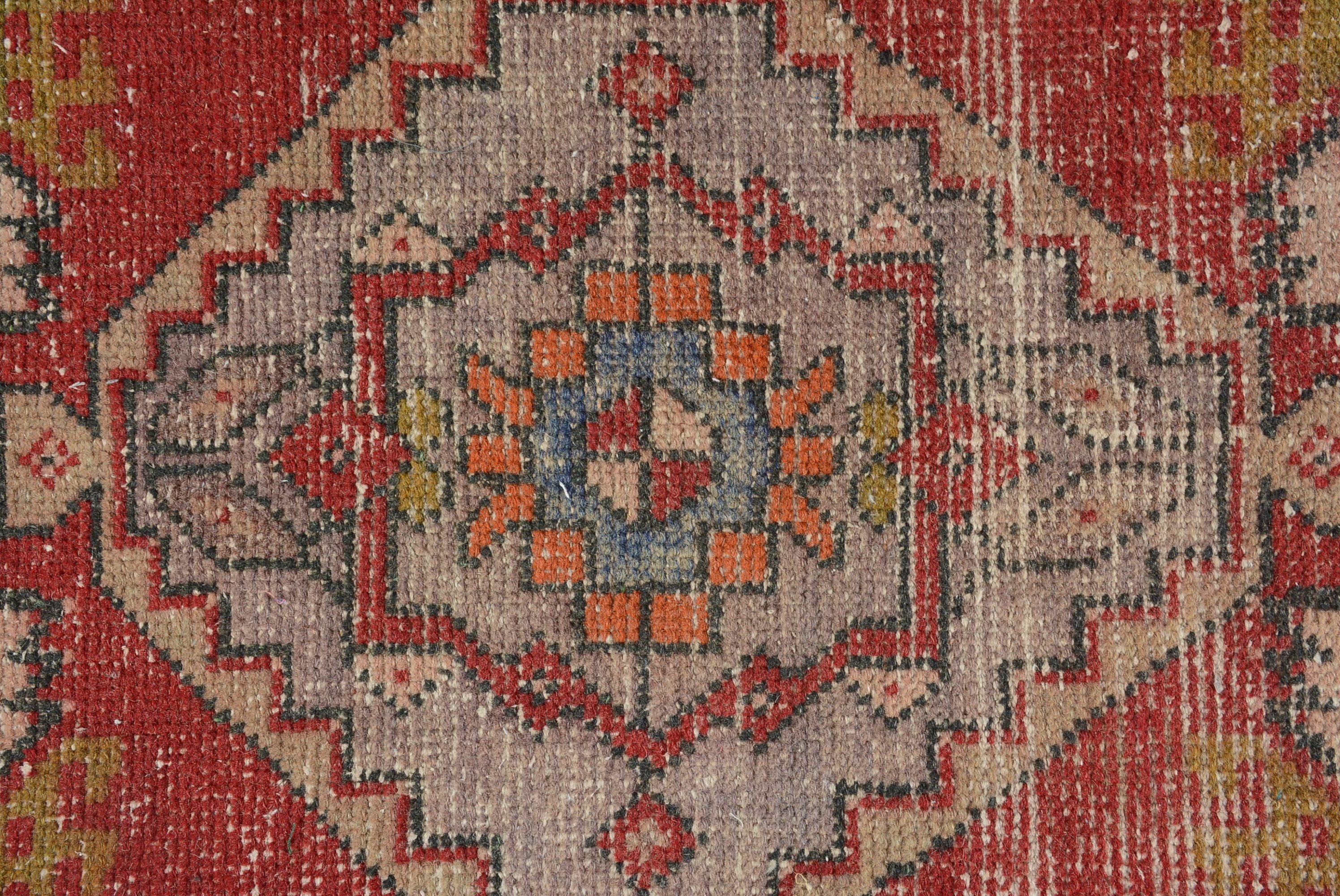 Bedroom Rug, Vintage Rug, Oriental Rug, Distressed Rug, Red Kitchen Rug, Rugs for Bedroom, 1.4x2.1 ft Small Rug, Turkish Rug, Anatolian Rug