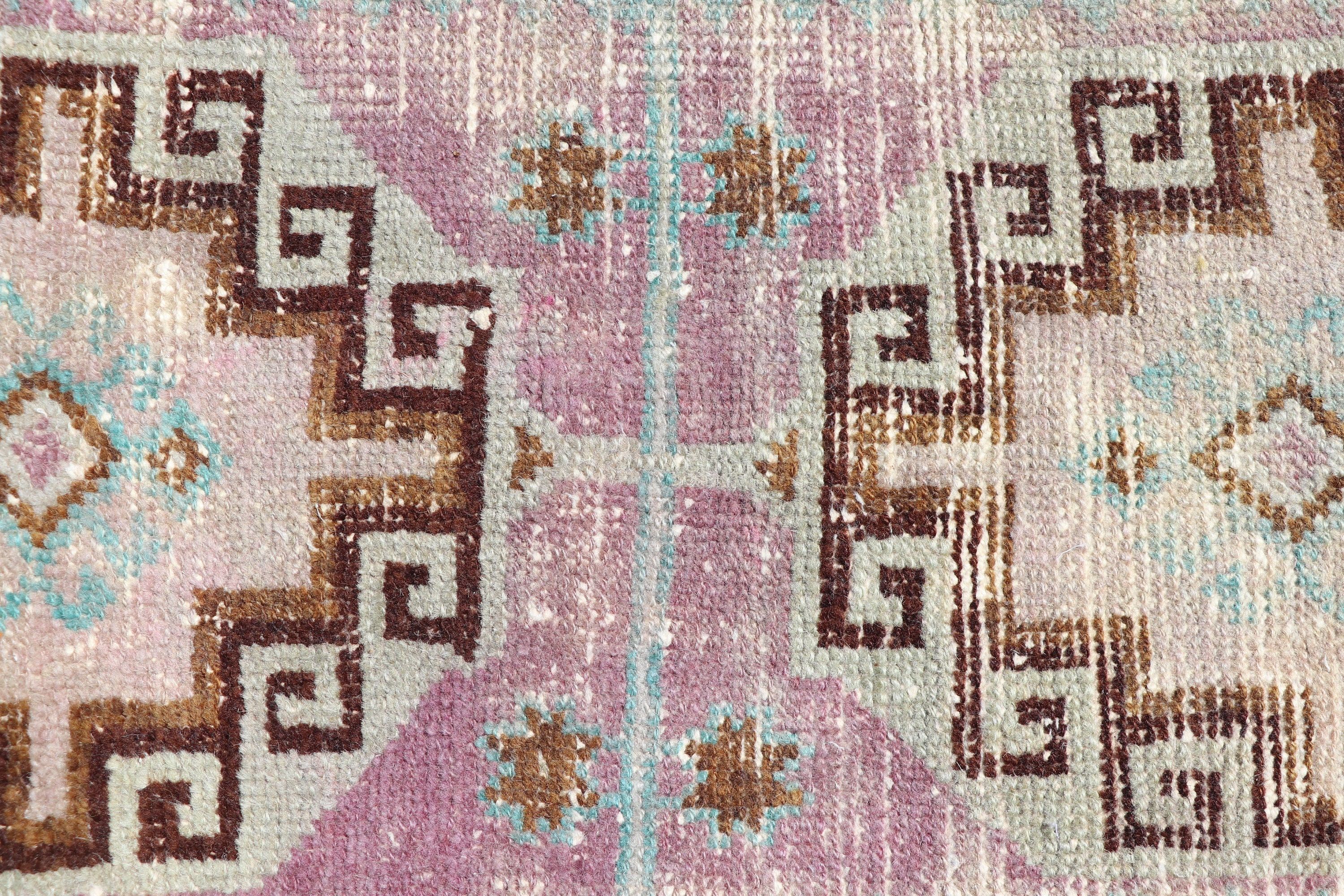 Wool Rug, 1.2x2.8 ft Small Rugs, Purple Moroccan Rugs, Neutral Rug, Wall Hanging Rug, Bathroom Rug, Turkish Rug, Vintage Rugs, Handmade Rug