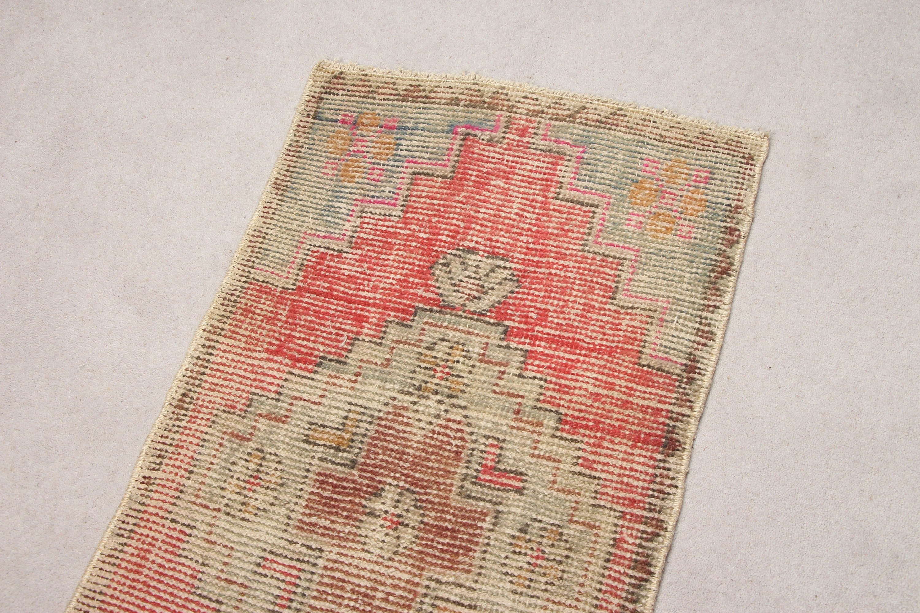 Oriental Rugs, 1.6x3 ft Small Rugs, Vintage Rug, Turkish Rug, Oushak Rug, Rugs for Bedroom, Door Mat Rugs, Bedroom Rug, Red Kitchen Rug