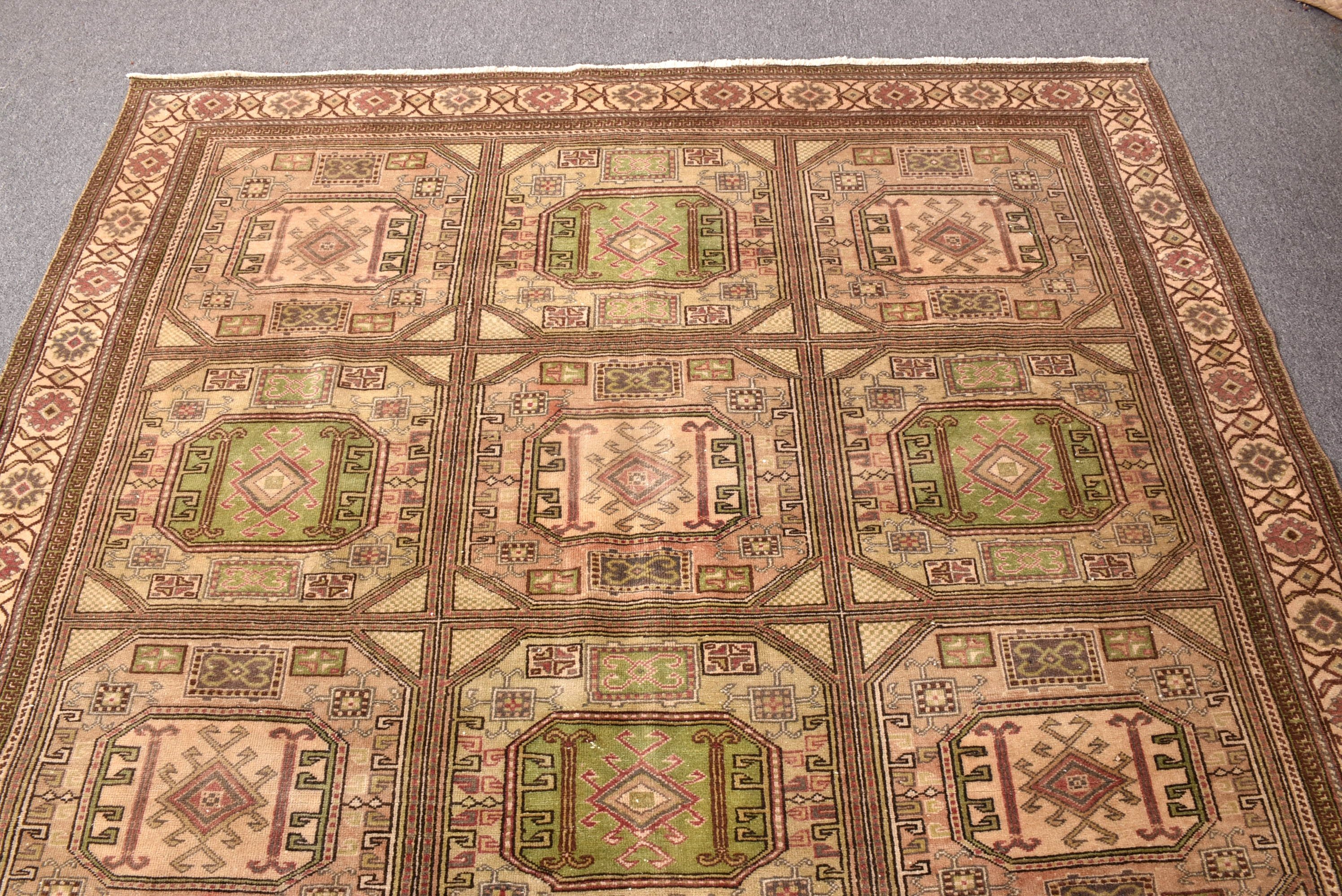 Brown Boho Rug, Salon Rugs, Floor Rugs, Turkish Rugs, Oushak Rugs, Rugs for Bedroom, Large Boho Rugs, 6.3x9.4 ft Large Rugs, Vintage Rug