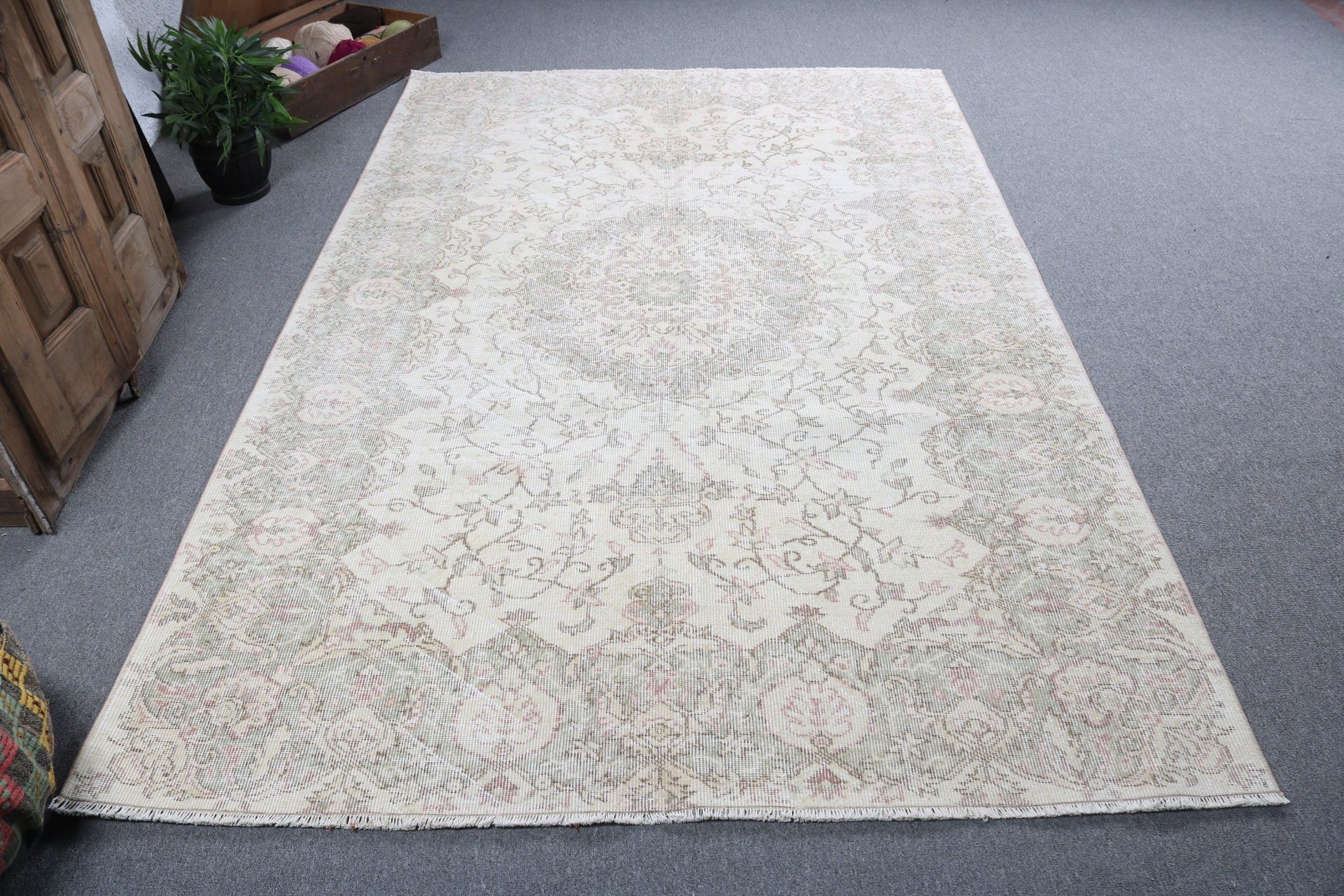 Türk Halıları, Lüks Halılar, Yatak Odası Halısı, 5,7x8,7 ft Büyük Halılar, Vintage Halı, Tribal Halılar, Yeşil Boho Halılar, Havalı Halılar, Yemek Odası Halıları