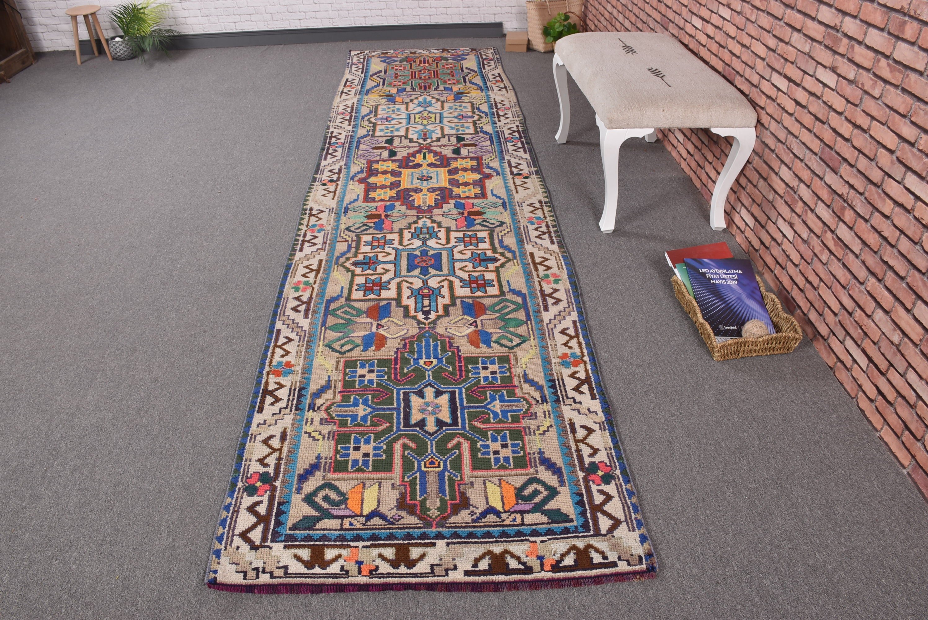 Havalı Halı, Türk Halısı, Beni Ourain Yolluk Halıları, Vintage Halı, Merdiven Halıları, 3x12.4 ft Yolluk Halıları, Bej Mutfak Halısı, El Dokuma Halı