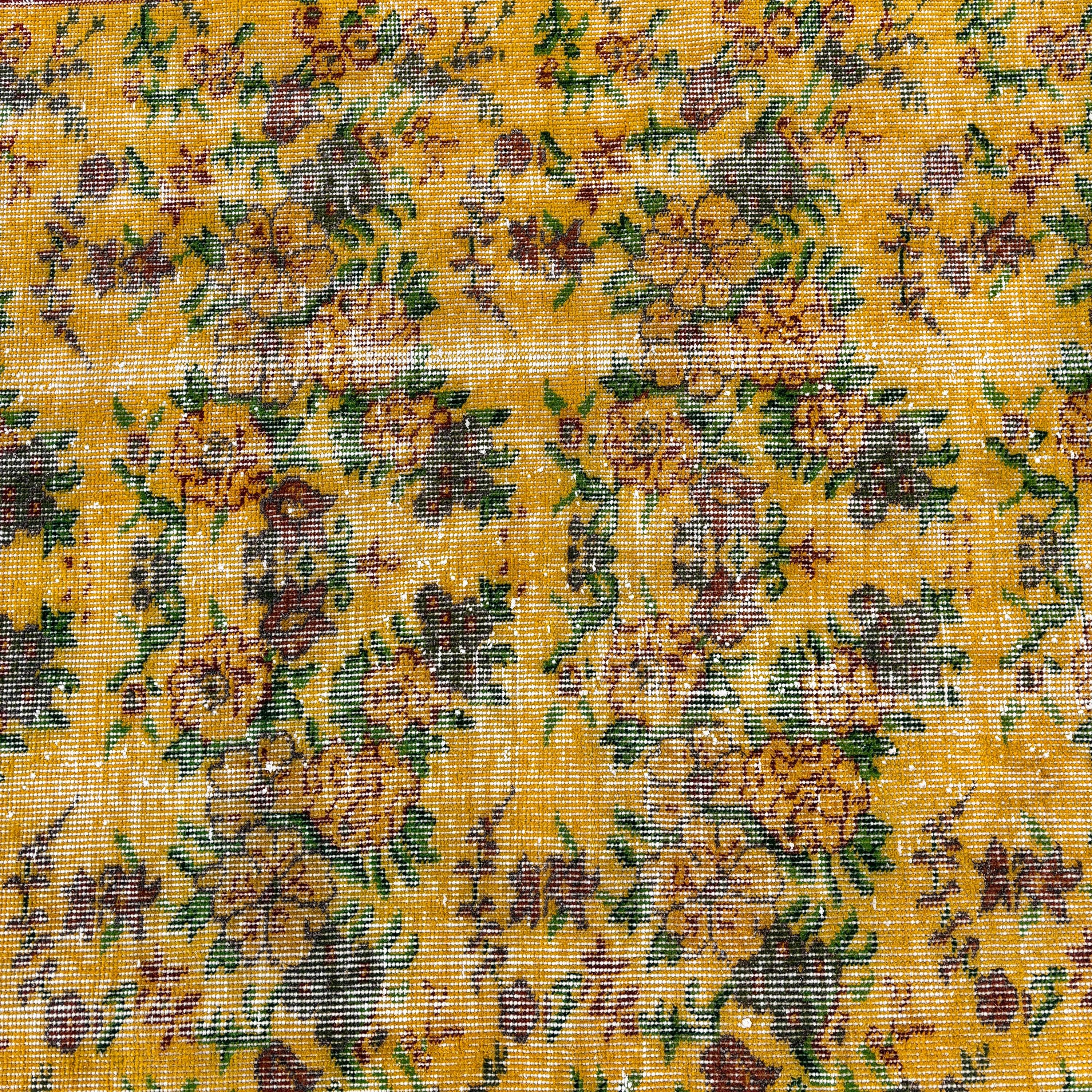 Vintage Rugs, Luxury Rug, Turkish Rugs, Modern Rug, Nursery Rugs, 3.7x6.6 ft Area Rugs, Yellow Wool Rugs, Oushak Area Rug, Organic Rug