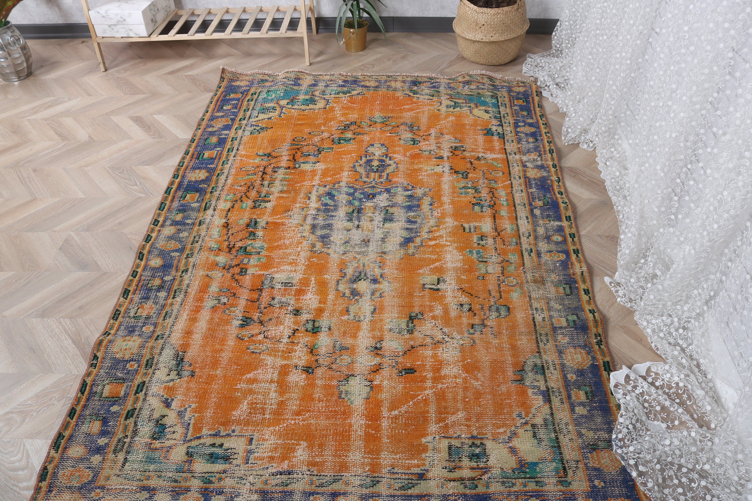 Oushak Area Rug, Turkish Rug, 4.7x6.8 ft Area Rug, Vintage Rugs, Boho Rug, Rugs for Living Room, Nursery Rugs, Oriental Rugs, Bedroom Rug