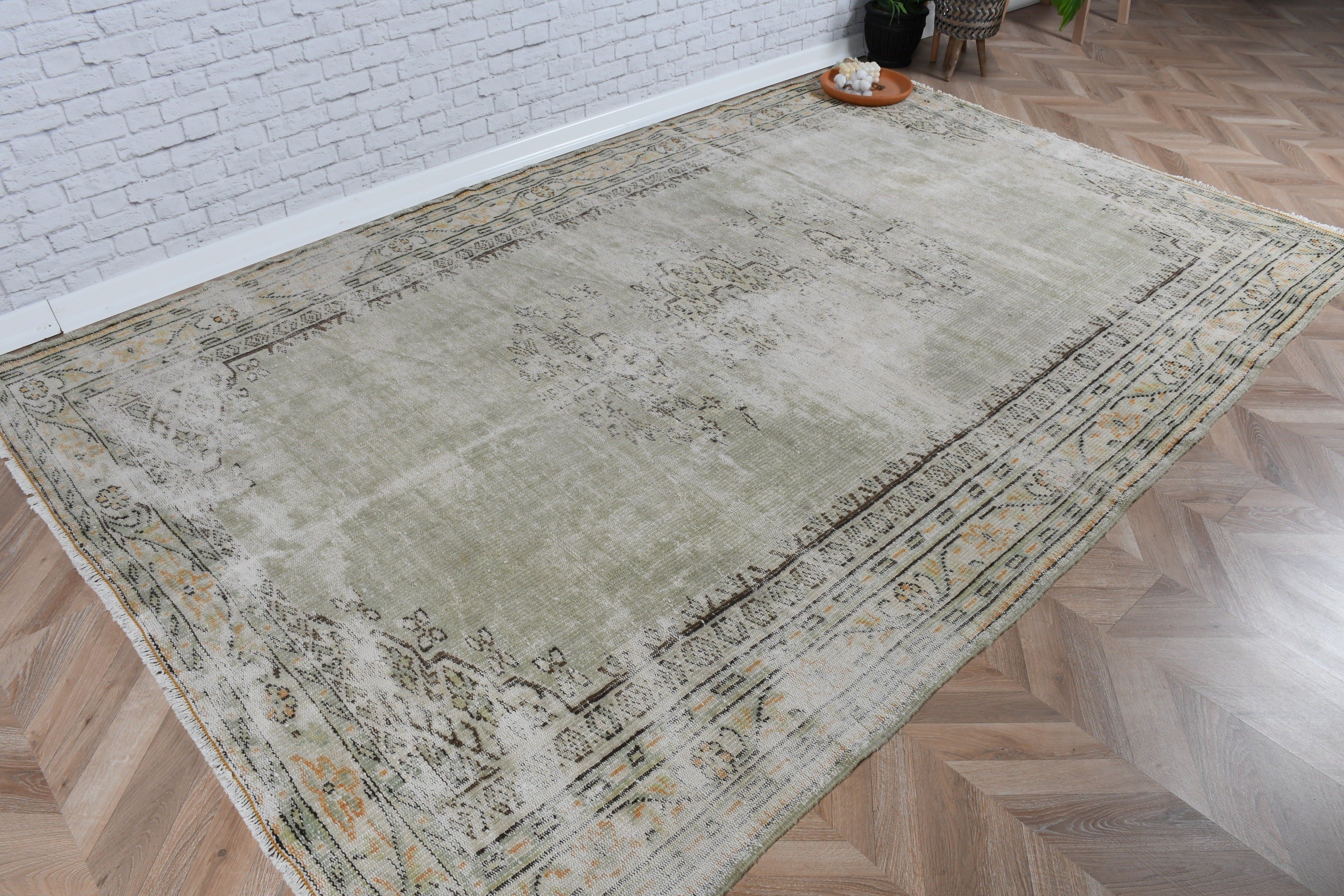 Türk Halısı, 6.1x9.4 ft Büyük Halı, Bej Modern Halılar, Fas Halısı, Boho Halıları, Egzotik Halı, Yemek Odası Halısı, Büyük Oushak Halısı, Vintage Halı