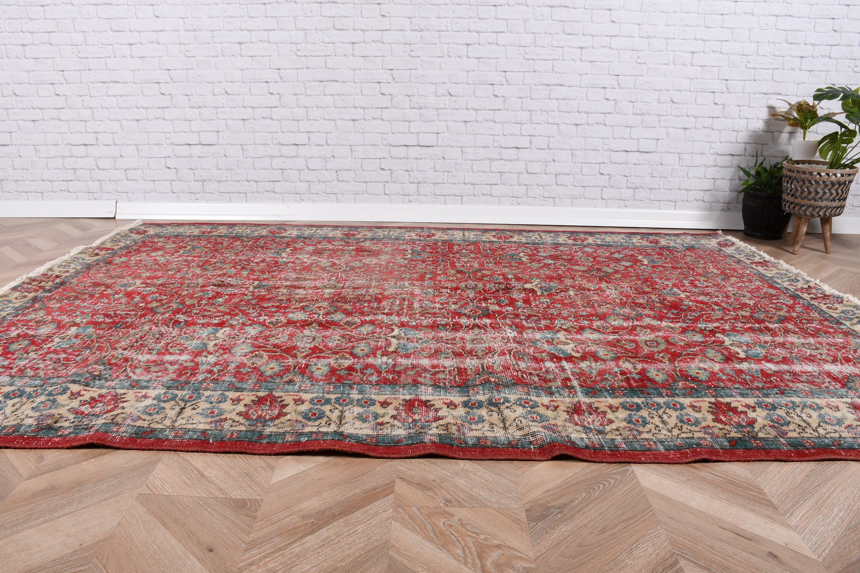 Yer Halısı, Yün Halılar, Bej Modern Halı, Vintage Halılar, Tribal Halılar, Yatak Odası Halısı, Türk Halısı, Büyük Oushak Halısı, 5.8x8 ft Büyük Halılar