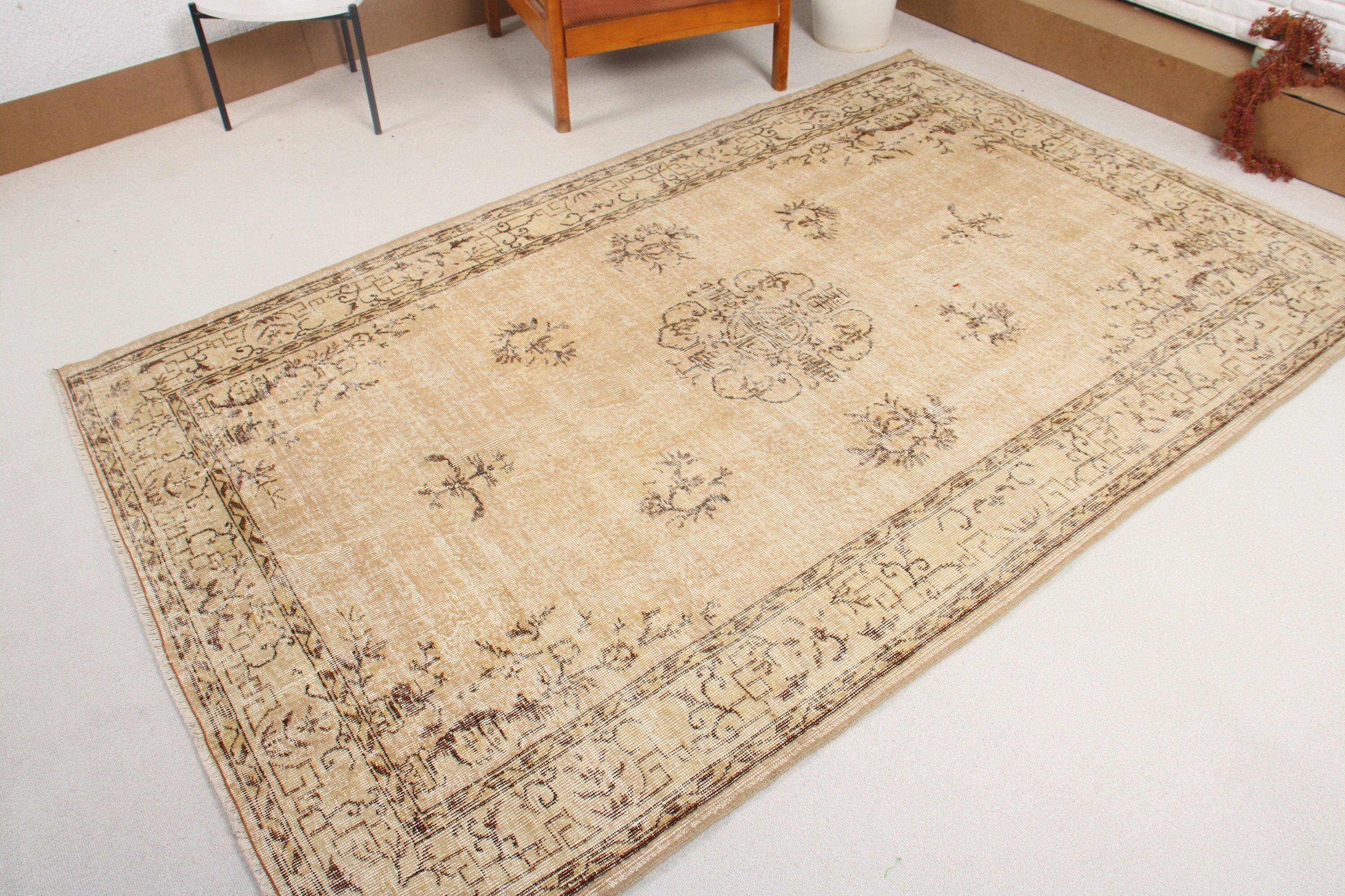 Salon Rug, Beige Moroccan Rugs, Dining Room Rugs, Ethnic Rugs, Moroccan Rugs, 5.2x8.2 ft Large Rugs, Oushak Rugs, Turkish Rugs, Vintage Rug