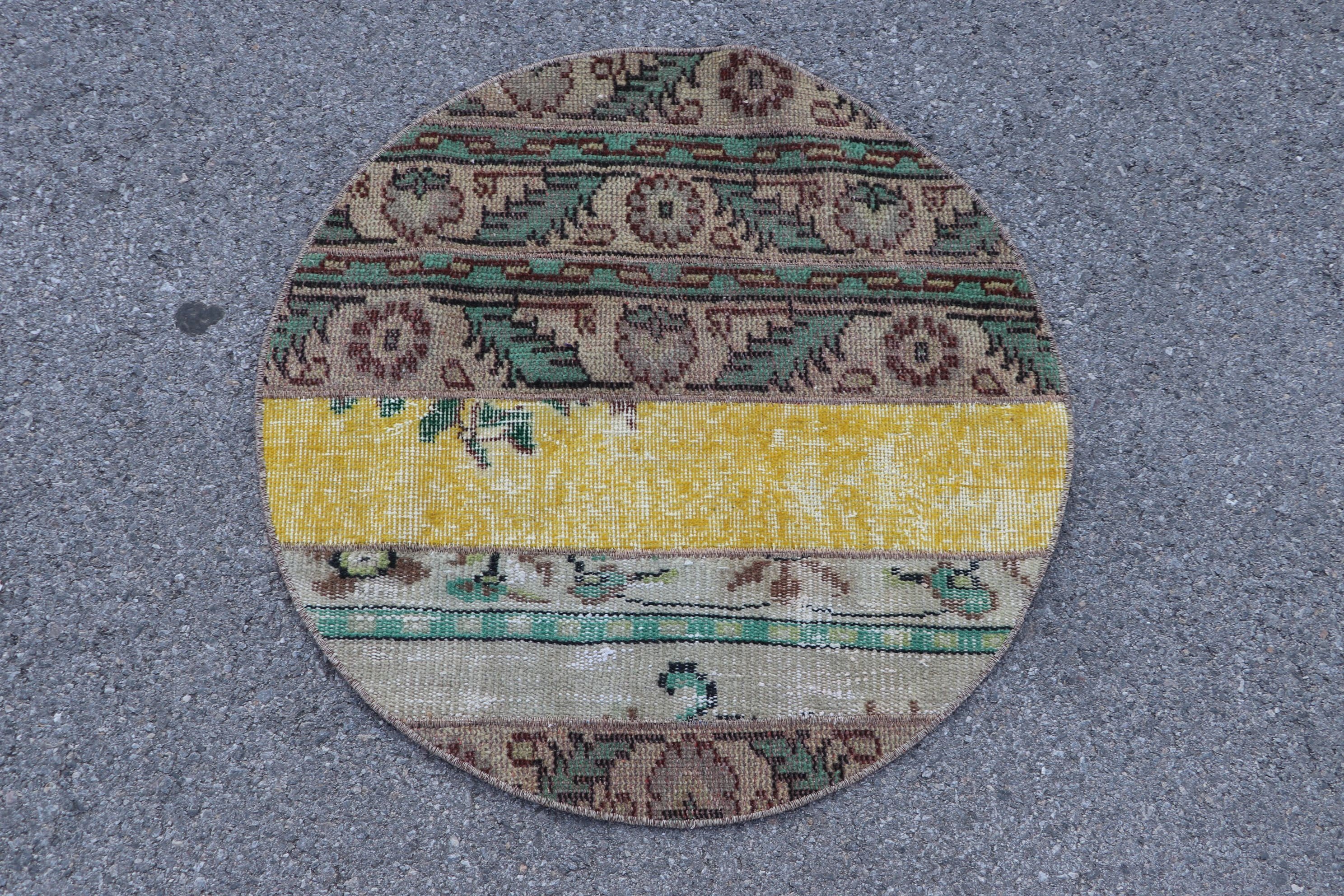 Türk Halıları, Banyo Halıları, 2.7x2.7 ft Küçük Halı, Pastel Halılar, Yün Halılar, Sarı Yatak Odası Halısı, Vintage Halı, Oushak Halı, Duvar Asılı Halılar