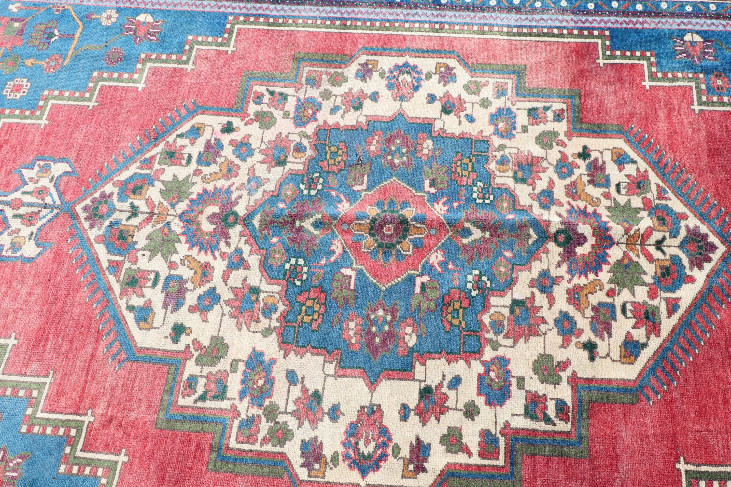 Kırmızı Oushak Halı, Vintage Halı, Yün Halı, 5.7x10 ft Büyük Halı, Yatak Odası Halıları, Anadolu Halısı, Türk Halısı, Salon Halıları, Yemek Odası Halısı