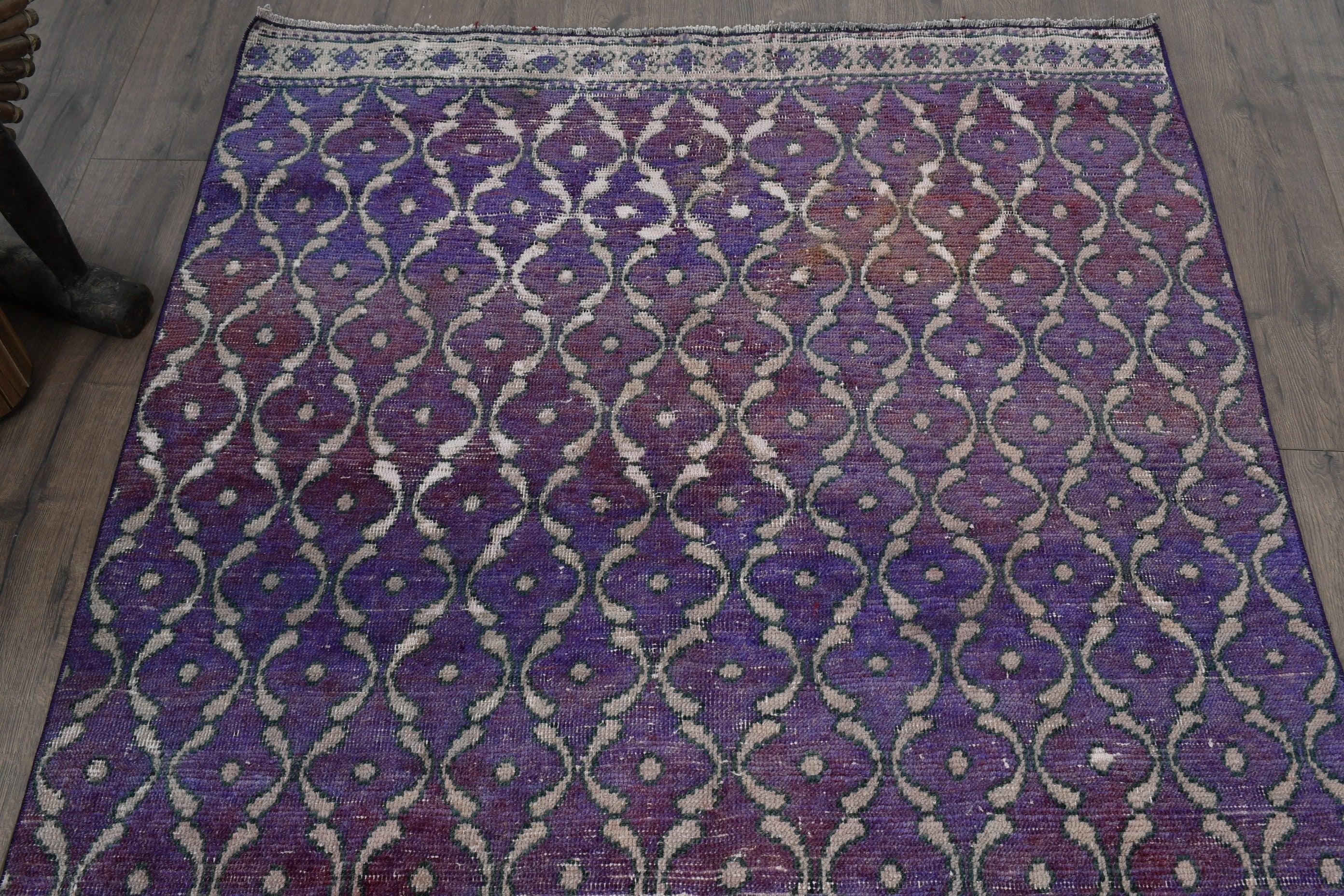 Turkish Rugs, Organic Rug, Rugs for Nursery, Oriental Rug, 4x9.9 ft Area Rugs, Purple Antique Rug, Vintage Rugs, Kitchen Rug, Indoor Rugs