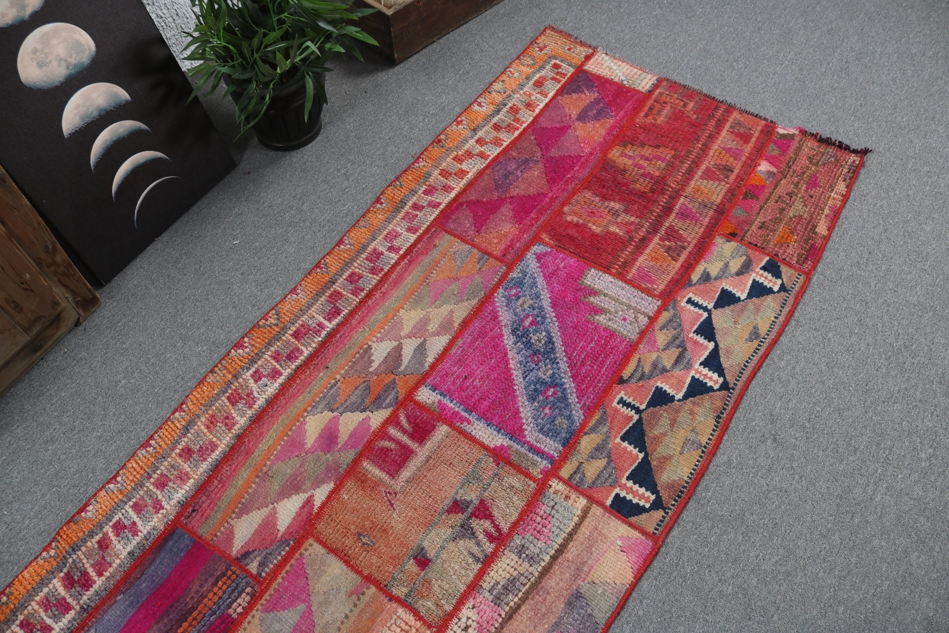 Lüks Halı, 2.8x8.6 ft Yolluk Halı, Yer Halıları, Pembe Yatak Odası Halıları, Koridor Halıları, Vintage Halılar, Türk Halıları, Uzun Yolluk Halıları