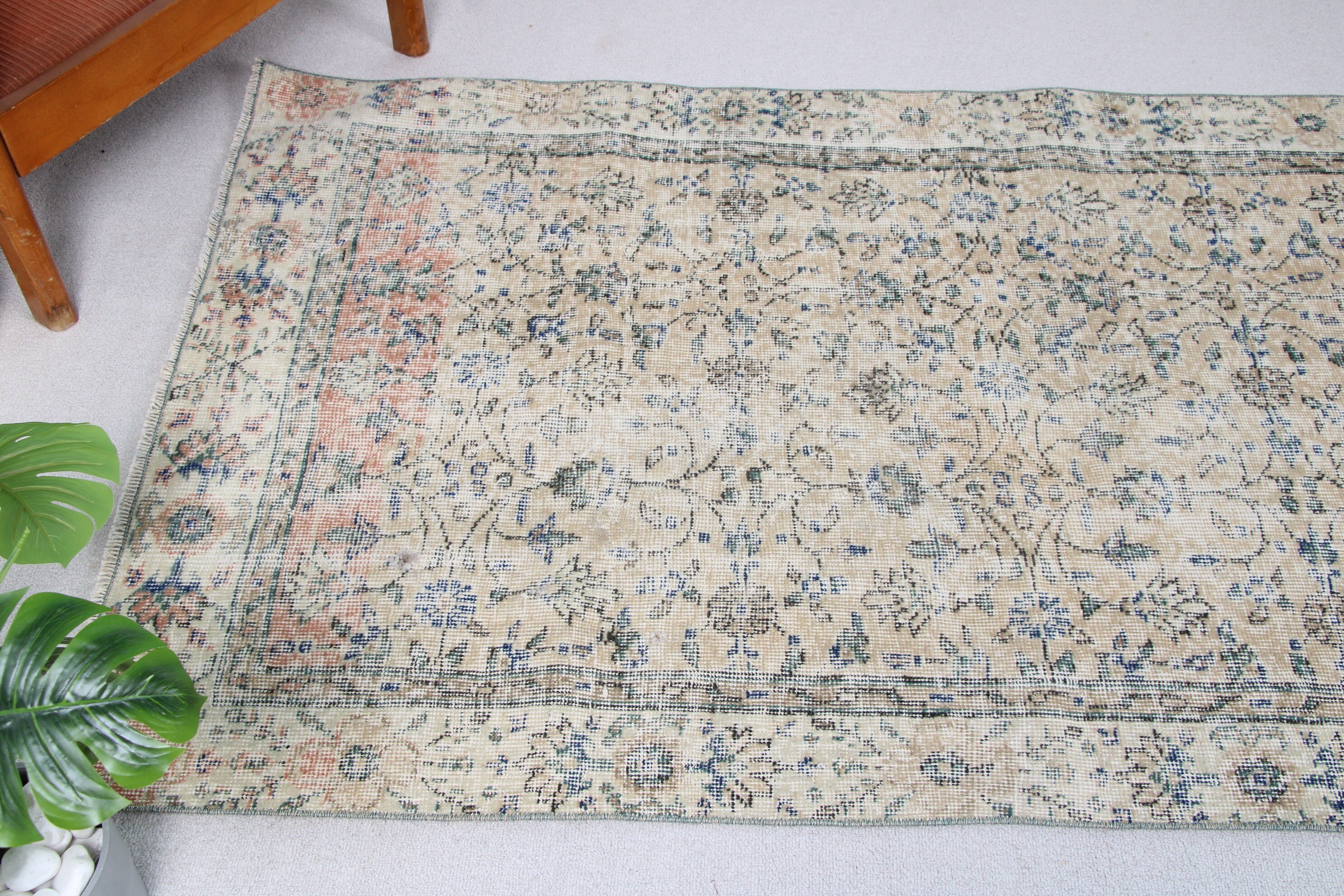 Havalı Halılar, Mutfak Halıları, Türk Halısı, Dekoratif Halılar, Bej Düz Dokuma Halı, 3,4x6,4 ft Vurgulu Halı, Vintage Halılar, Yer Halısı, Lüks Halılar