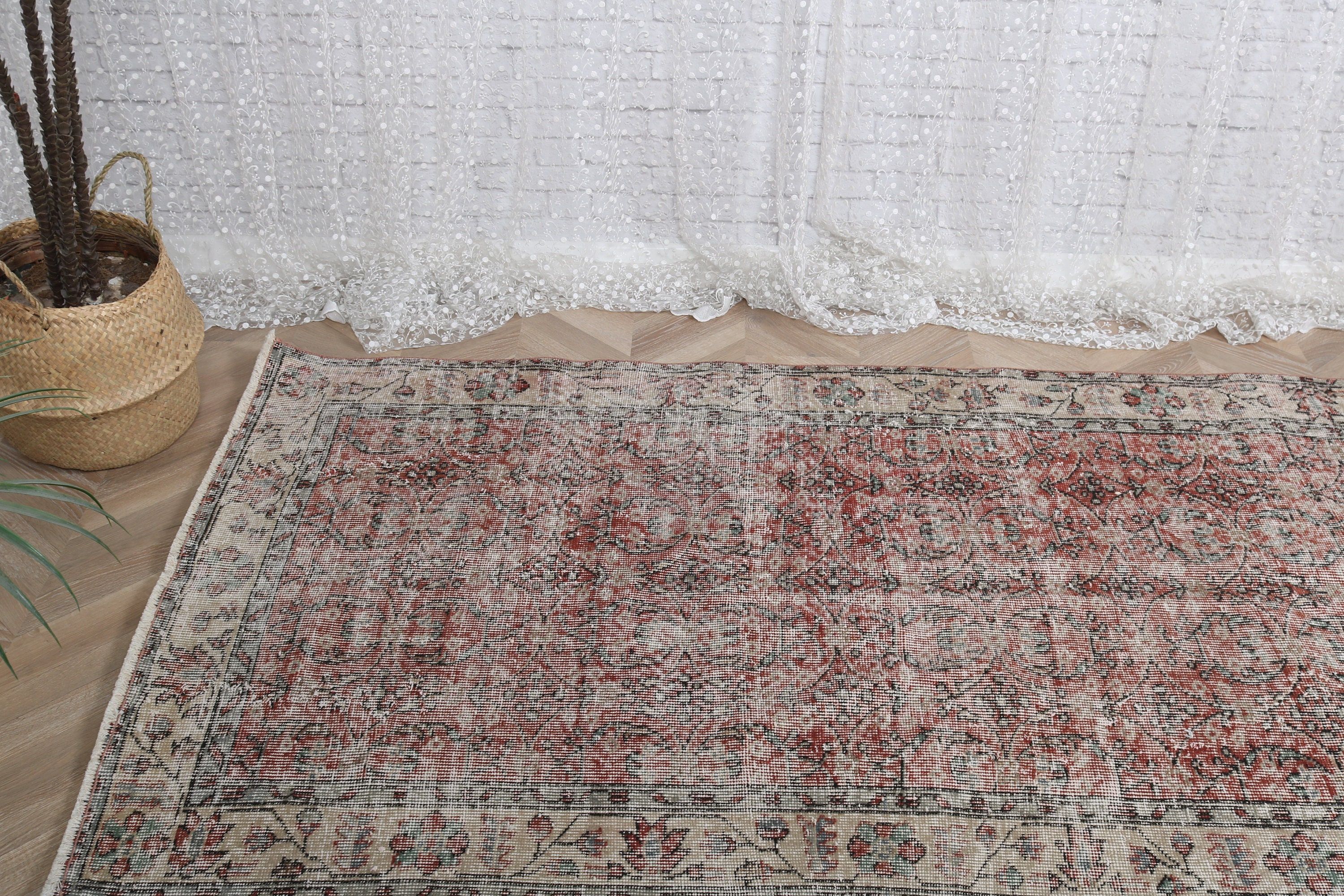 Vintage Halılar, 3.6x7 ft Alan Halıları, Açıklama Halıları, Türk Halıları, Yemek Odası Halıları, Kırmızı Açıklama Halıları, Oturma Odası Halıları, Geometrik Halılar