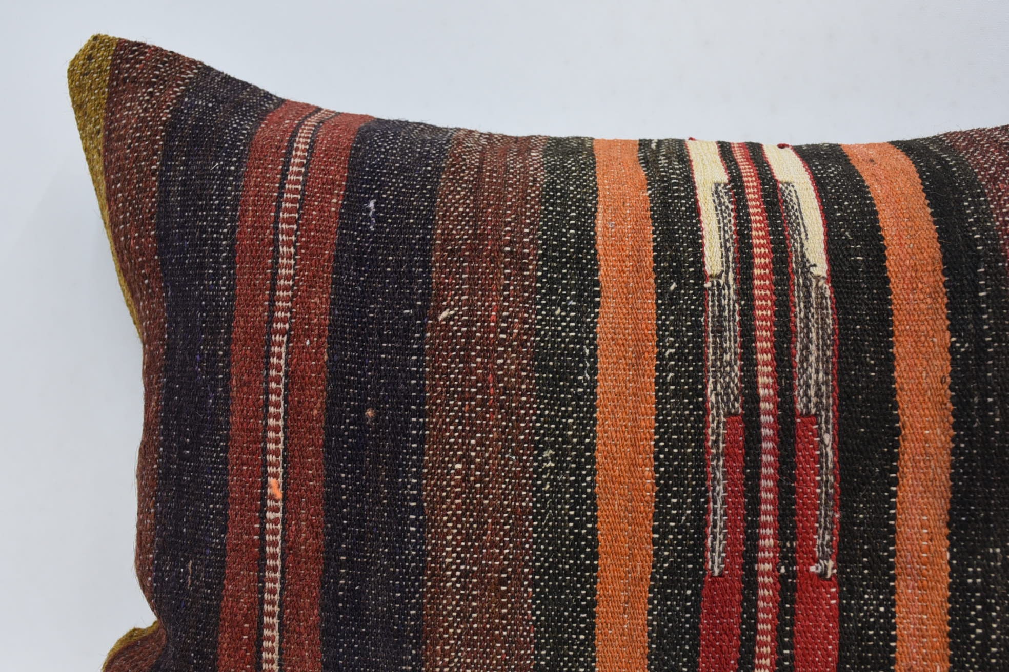 One Of A Kind Cushion, Turkish Kilim Pillow, 16"x24" Brown Cushion, Sofa Cushion, Boho Pillow Sham Cover, Antique Pillows