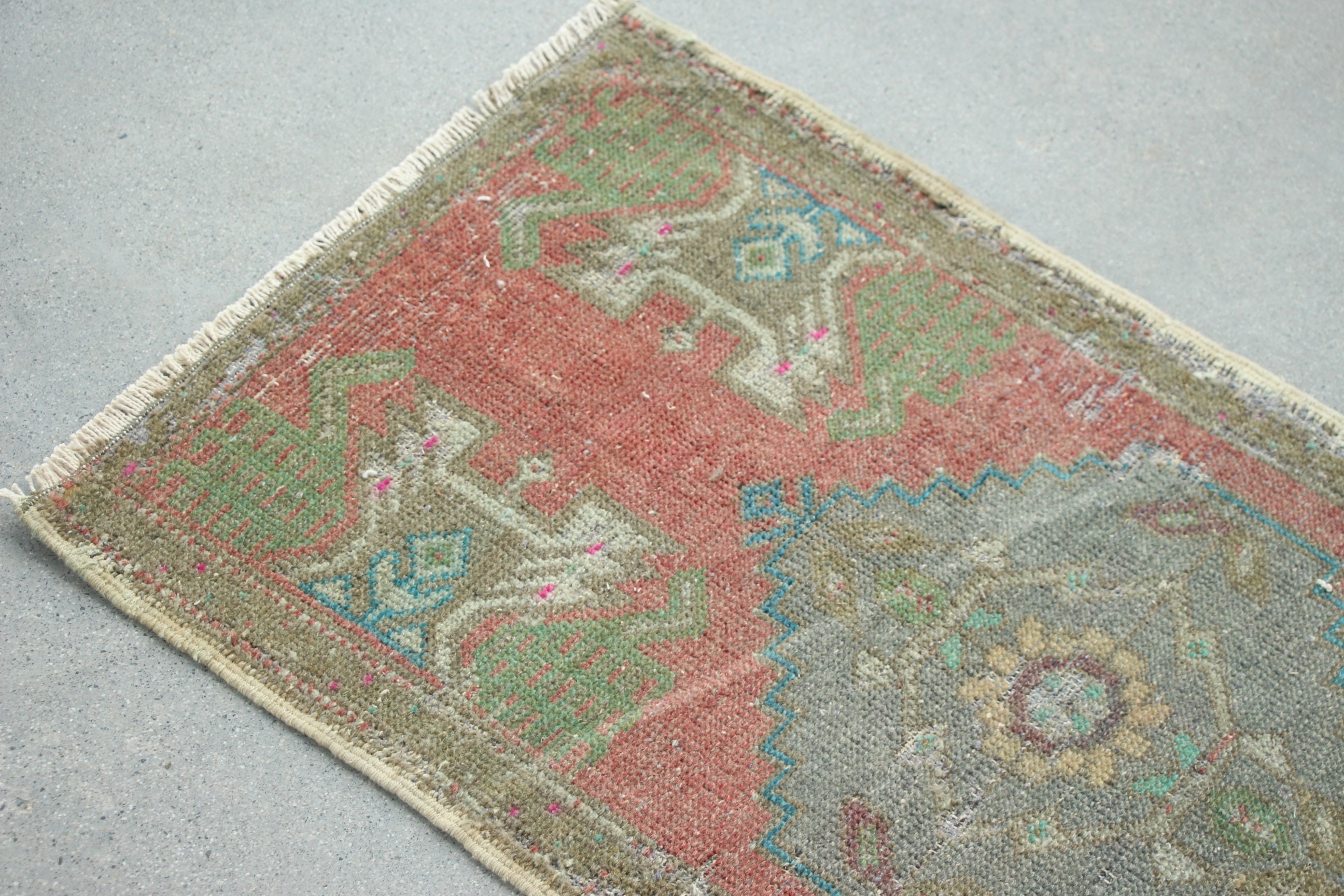 1.7x3.1 ft Small Rugs, Turkish Rugs, Green Kitchen Rugs, Outdoor Rug, Vintage Rugs, Oushak Rug, Floor Rugs, Bathroom Rugs, Small Area Rugs