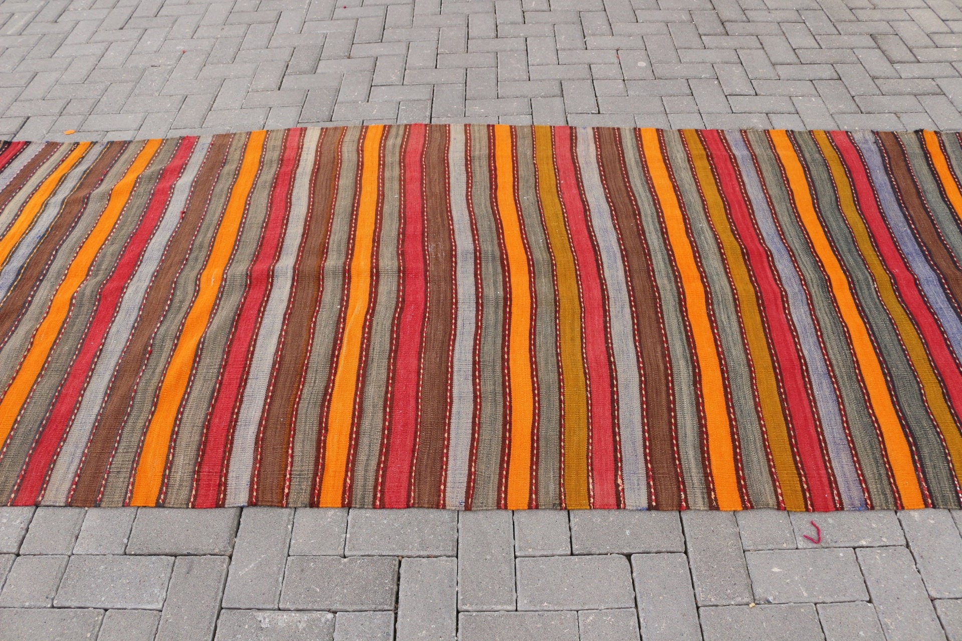 Red Antique Rug, Turkish Rugs, Stair Rugs, Corridor Rug, Oushak Rugs, Kilim, Ethnic Rug, Vintage Rugs, Bedroom Rugs, 4.1x10.3 ft Runner Rug