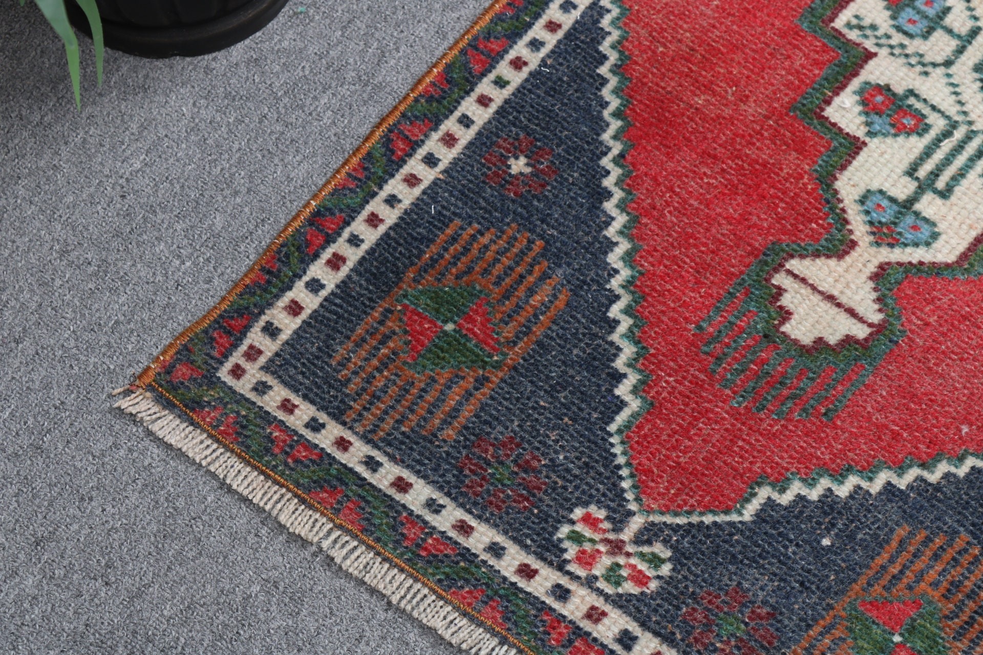 1.6x3.8 ft Küçük Halılar, Vintage Halı, Antika Halı, Türk Halısı, Mutfak Halısı, Geometrik Halı, Banyo Halısı, Kırmızı El Dokuma Halılar, Boho Halı