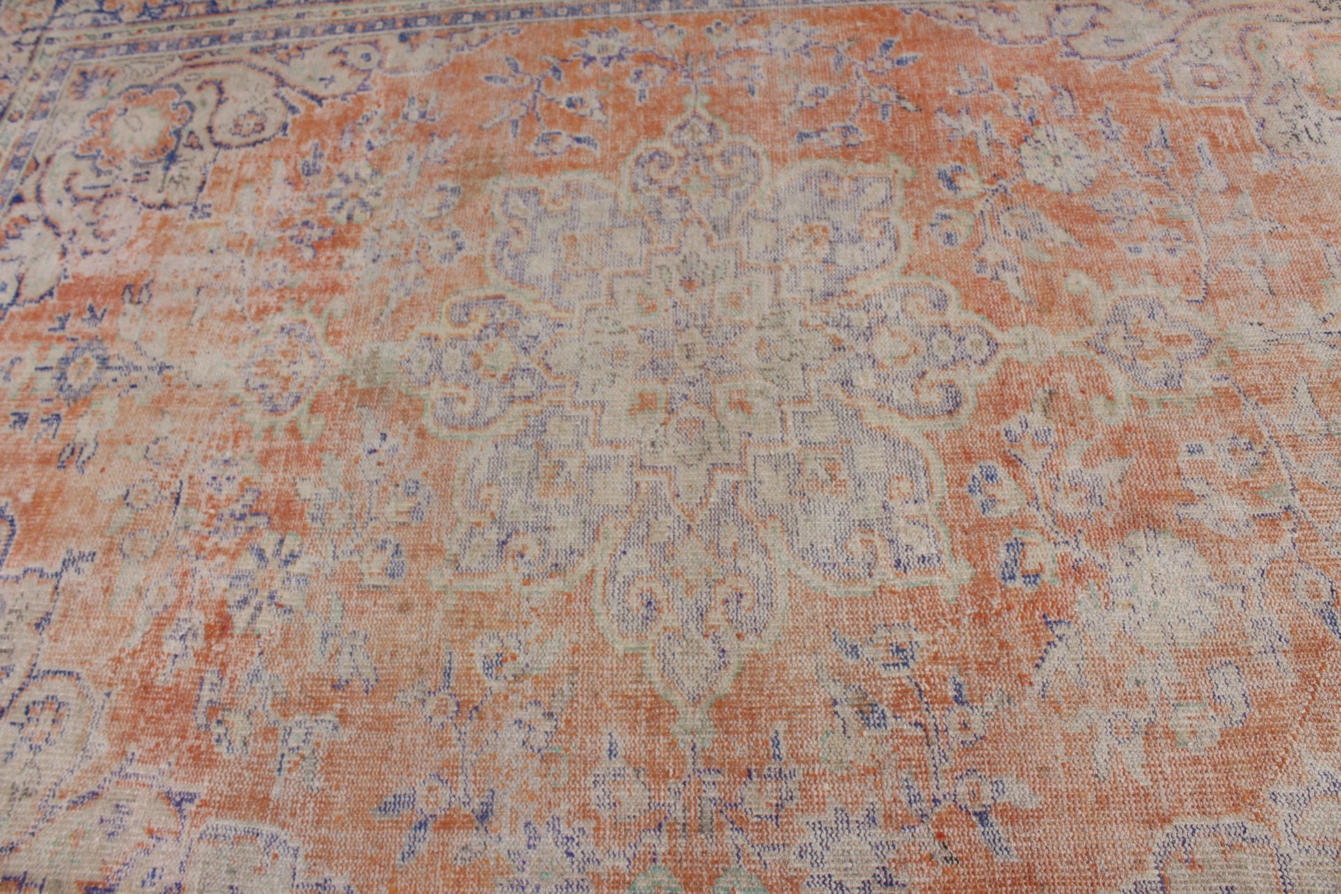 Sanat Halısı, Yemek Odası Halısı, Oryantal Halı, Türk Halıları, Turuncu 6,3x9,1 ft Büyük Halılar, Vintage Halı, Oturma Odası Halısı, Yün Halılar