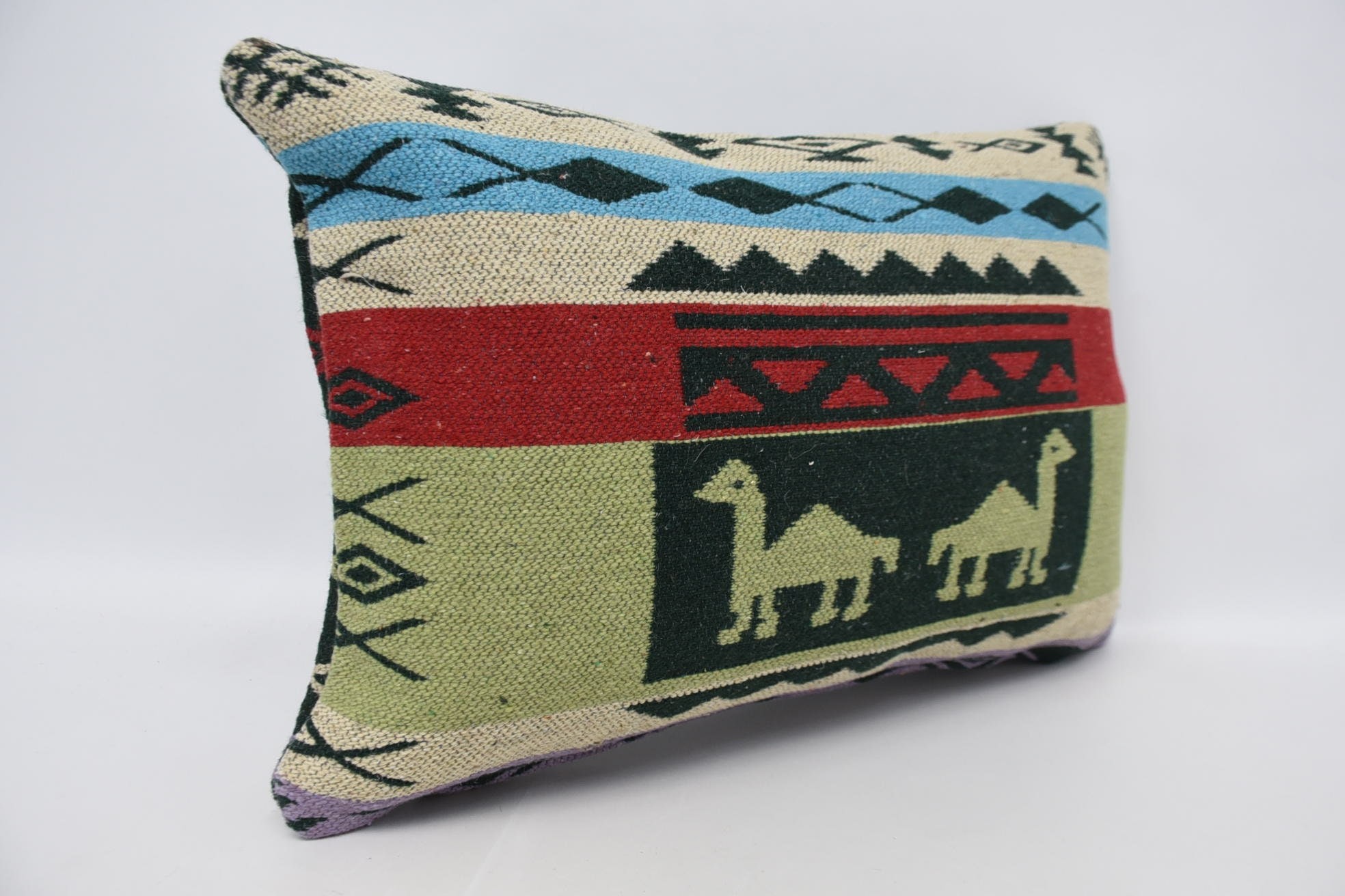 16"x24" Green Cushion Cover, Boho Pillow, Ethnical Kilim Rug Pillow, Kilim Pillow, Farmhouse Pillow, Customized Cushion Case