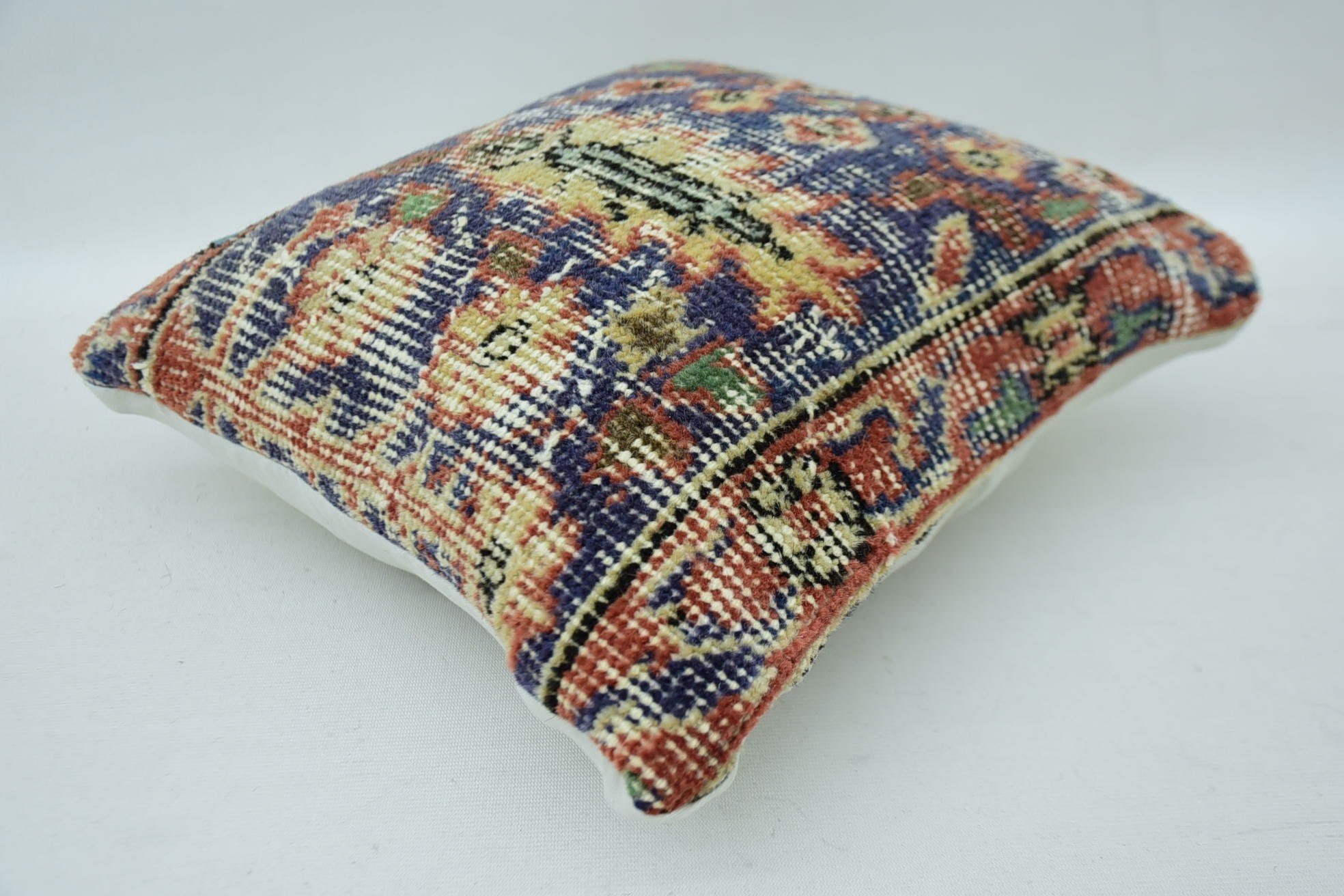 Interior Designer Pillow, Throw Kilim Pillow, Meditation Pillow, Antique Pillows, 12"x12" Blue Pillow Cover, Southwestern Cushion