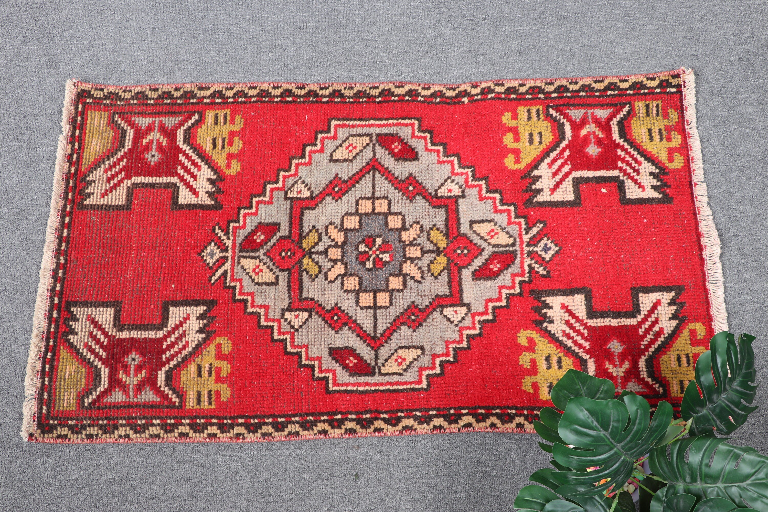 1.7x3 ft Small Rug, Turkish Rug, Vintage Rug, Cool Rugs, Wall Hanging Rug, Anatolian Rug, Front Door Rug Rugs, Bath Rug, Red Moroccan Rug