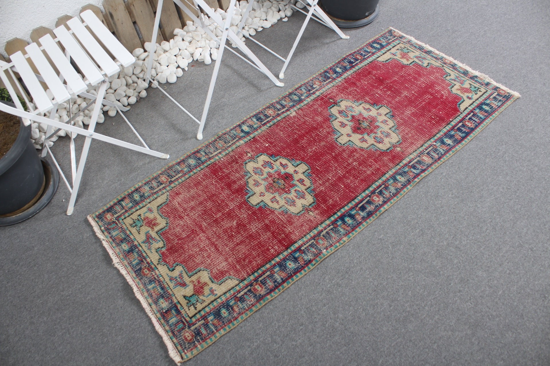 Eclectic Rug, Red Oriental Rug, 2.2x5.3 ft Small Rugs, Bedroom Rugs, Turkish Rug, Wall Hanging Rug, Oushak Rugs, Vintage Rugs