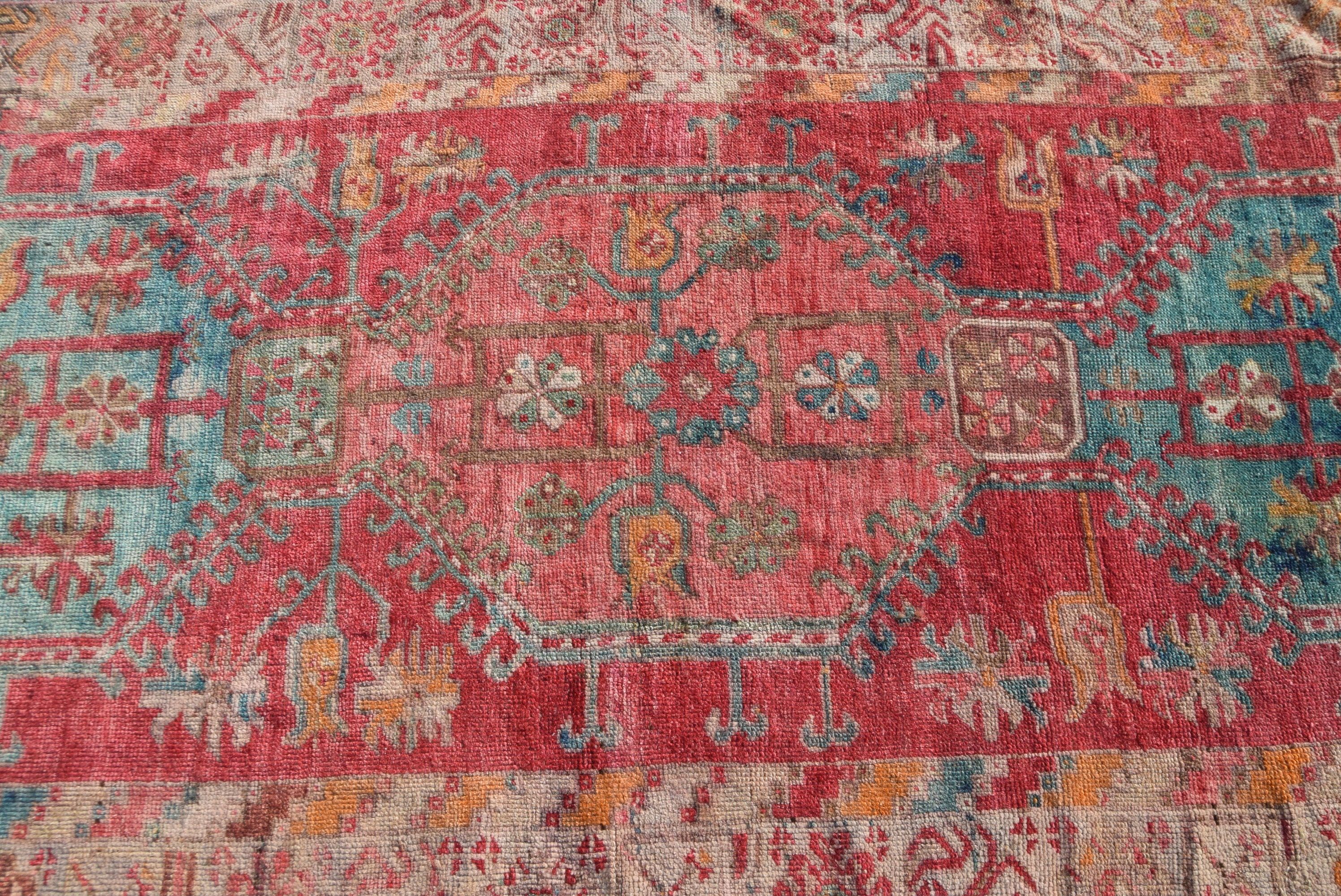 Moroccan Rugs, Red  4x10.9 ft Runner Rug, Vintage Rugs, Kitchen Rugs, Turkish Rugs, Anatolian Rug, Pale Rugs, Hallway Rug