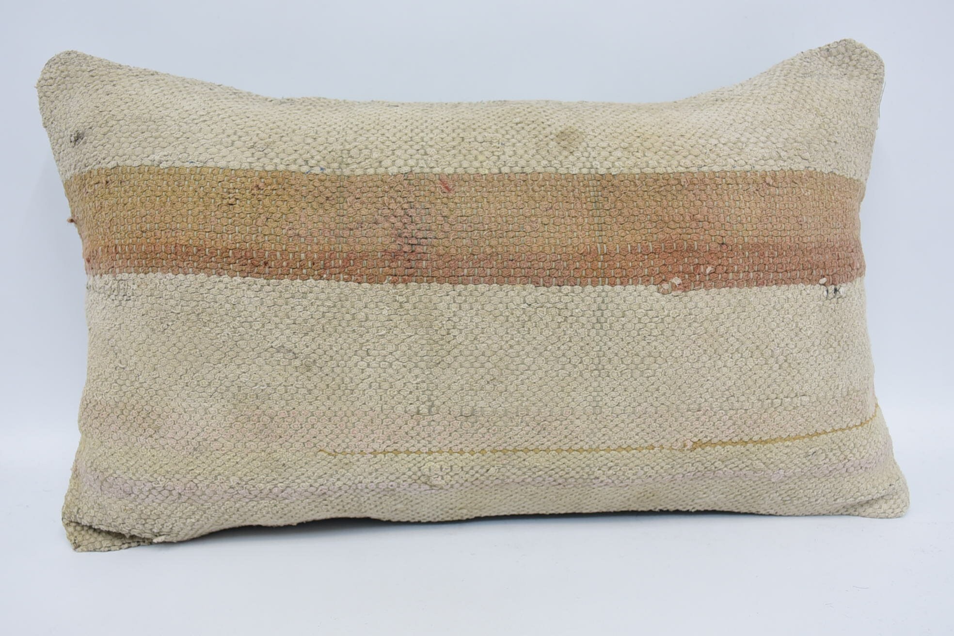 Pillow for Sofa, Kilim Cushion Sham, Boho Pillow Sham Cover, 12"x20" Beige Cushion Cover, Boho Throw Cushion Case