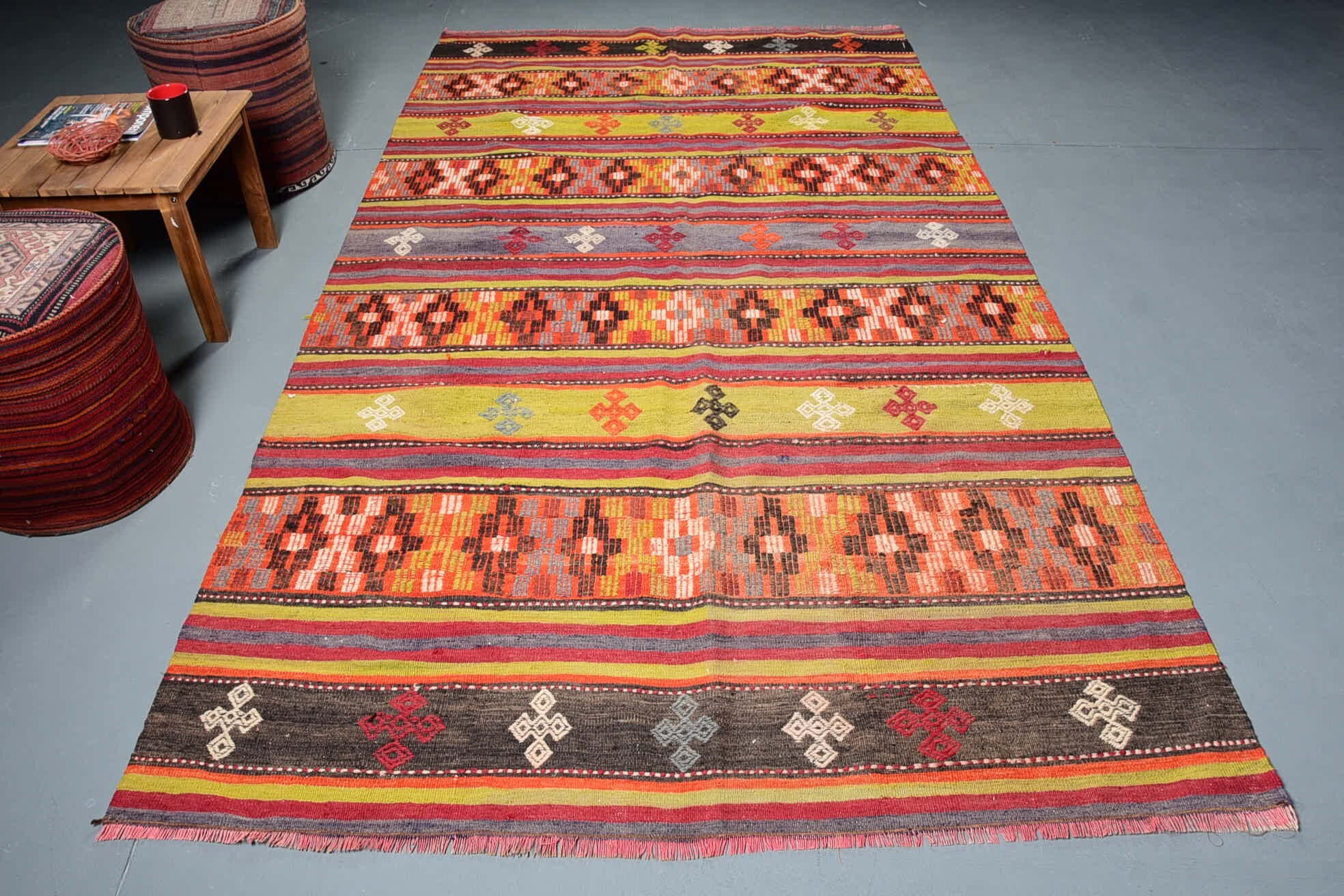 Salon Halıları, Yün Halıları, Kilim, Yemek Odası Halıları, Oushak Halısı, El Dokuma Halısı, 5.4x9.8 ft Büyük Halı, Türk Halısı, Yeşil Yer Halısı, Vintage Halı