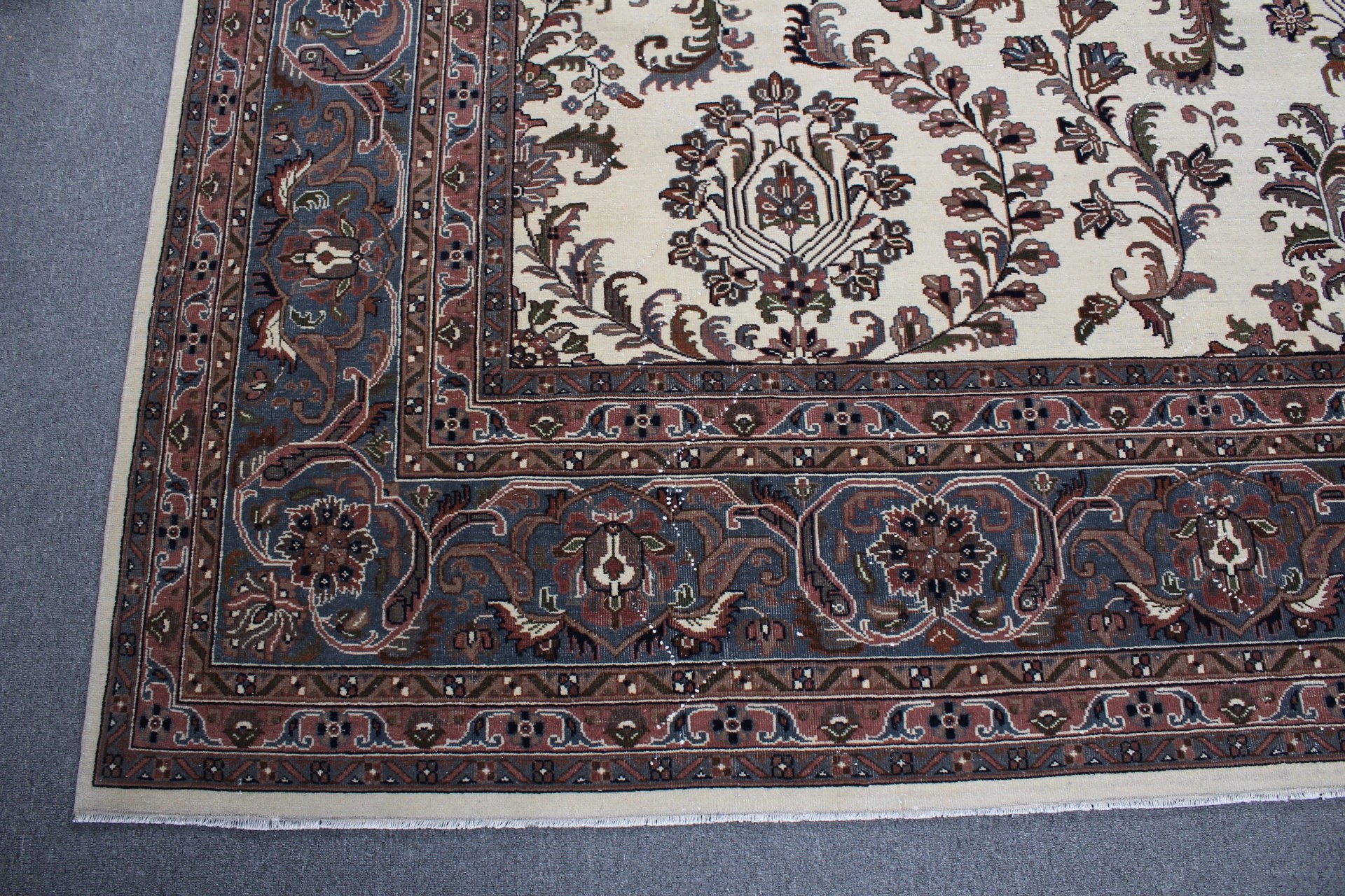 9.8x13.3 ft Büyük Boy Halılar, Oushak Halısı, Türk Halıları, Yemek Odası Halıları, Bej Mutfak Halıları, Oturma Odası Halısı, Anadolu Halıları, Vintage Halı