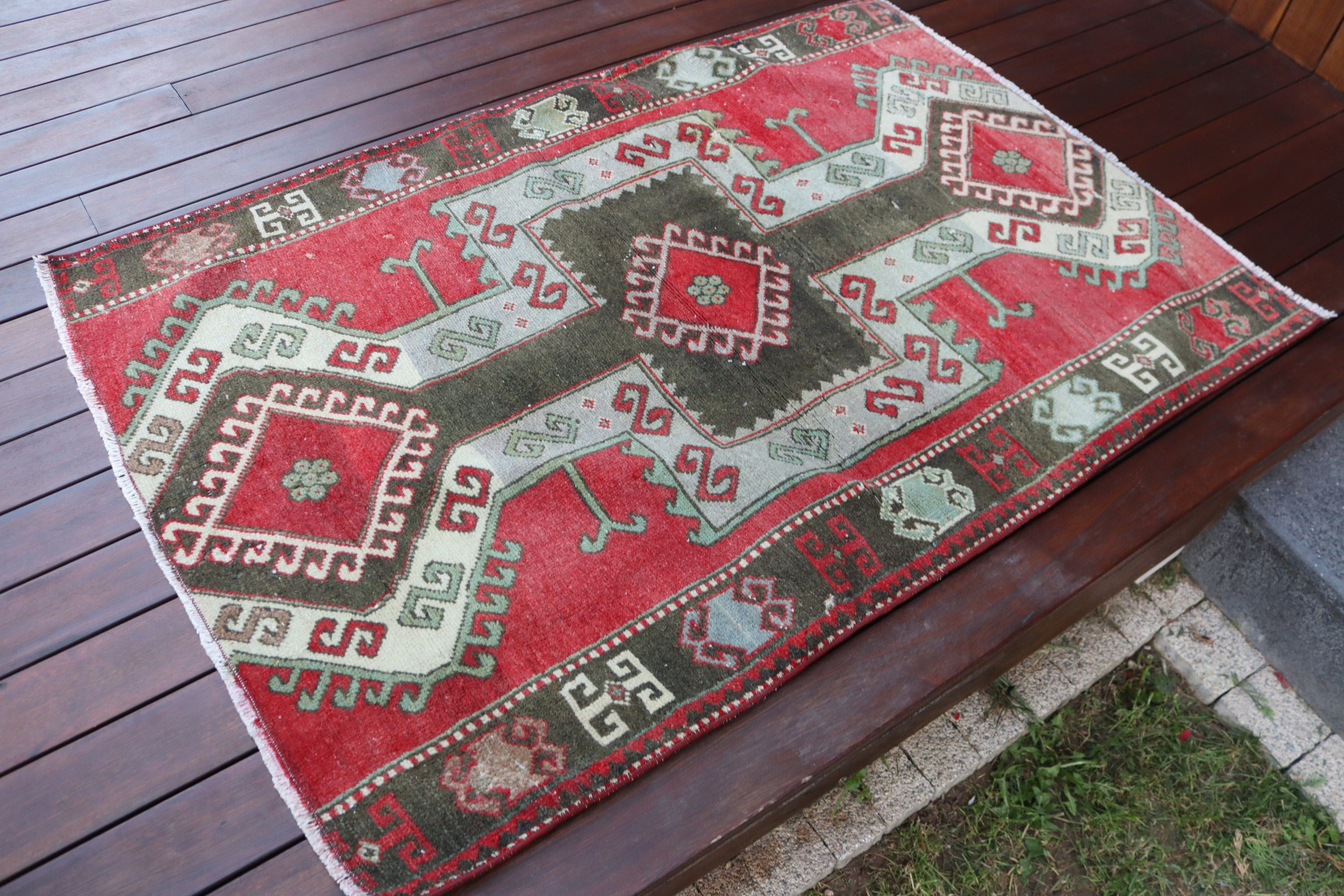 Moroccan Rug, Car Mat Rug, 3x4.3 ft Small Rugs, Wall Hanging Rugs, Rugs for Bath, Turkish Rug, Handwoven Rug, Red Modern Rug, Vintage Rug