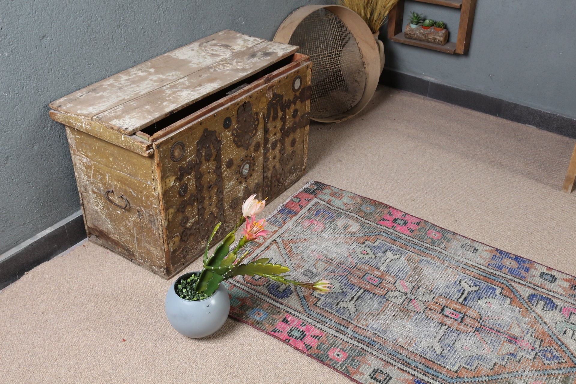 Vintage Rugs, Rugs for Car Mat, Door Mat Rug, 2.5x3.9 ft Small Rug, Boho Rug, Turkish Rug, Kitchen Rugs, Home Decor Rugs, Blue Kitchen Rugs