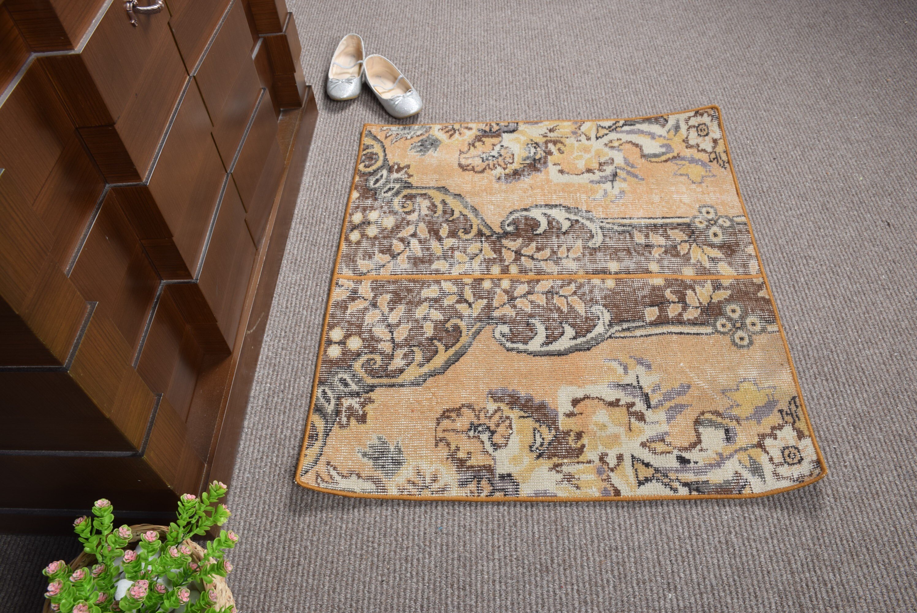 Kitchen Rugs, Bedroom Rug, Rugs for Kitchen, Beige Anatolian Rug, Vintage Rug, Cool Rugs, Bath Rug, 2.5x2.8 ft Small Rug, Turkish Rug