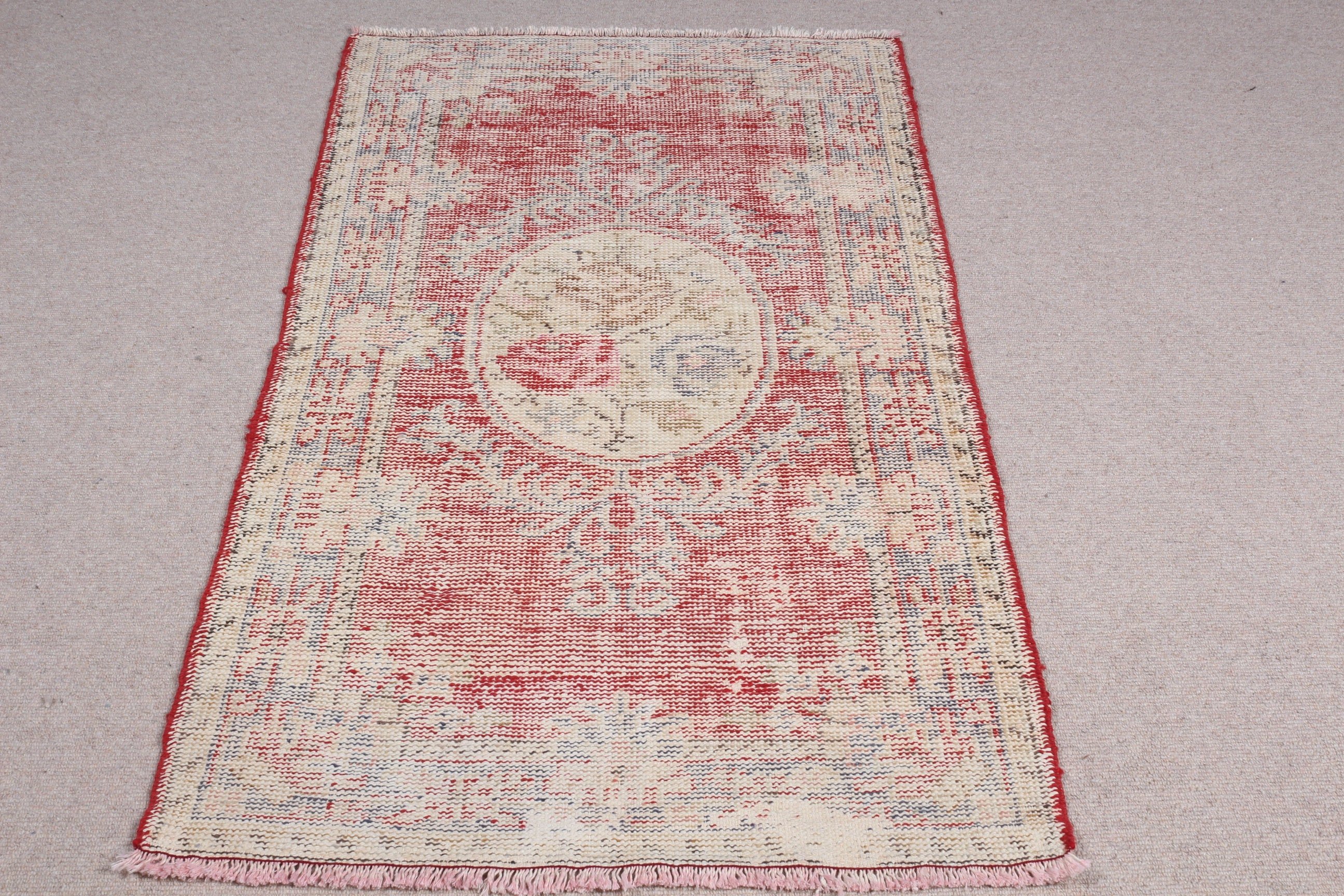 Vintage Rug, Rugs for Car Mat, Floor Rug, Turkish Rugs, Wall Hanging Rugs, Beige Moroccan Rug, 2.7x4.5 ft Small Rug, Bath Rug, Wool Rug